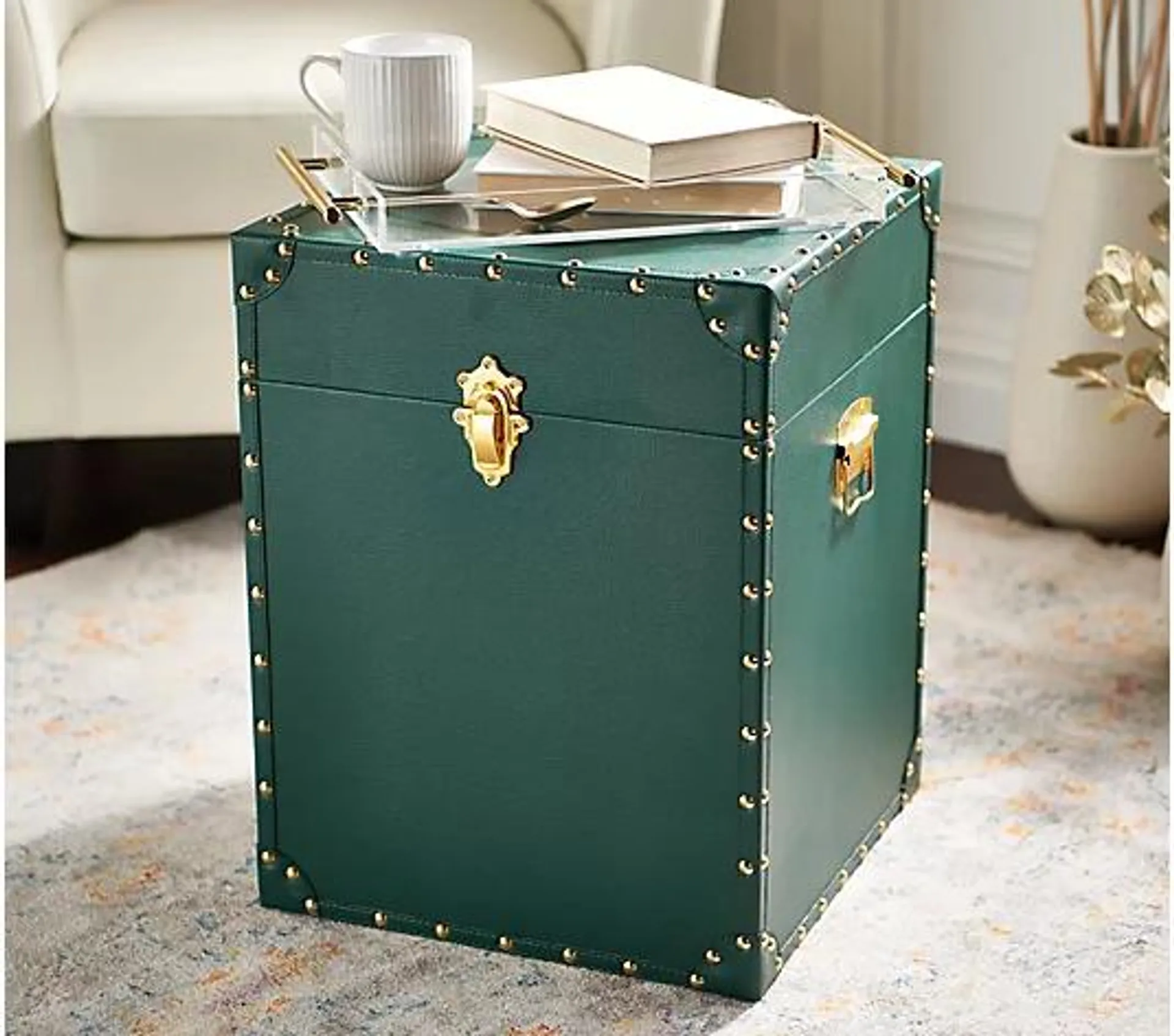 BFF Collection 20" x 15" Storage Trunk with Gold Nailhead Detail