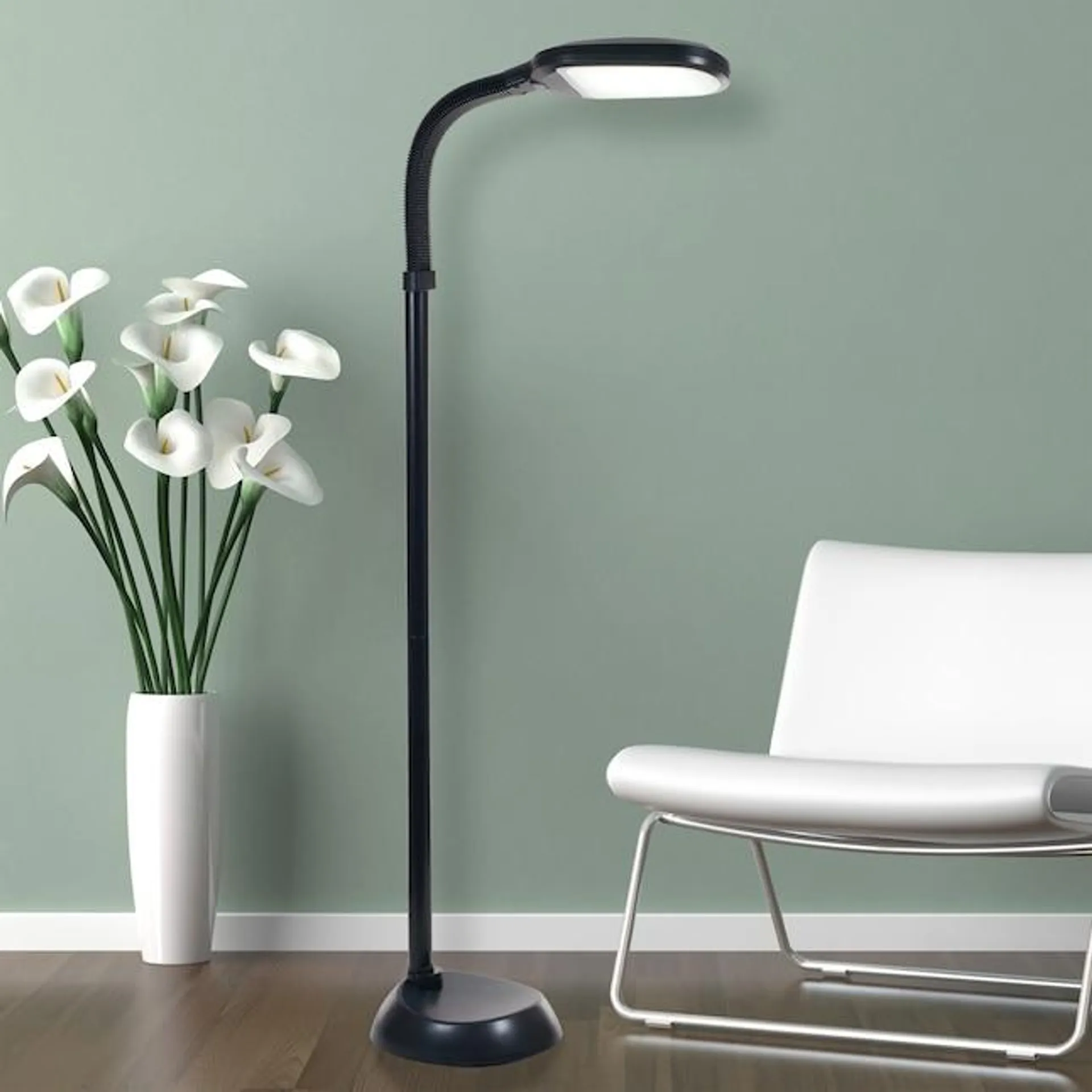 Hastings Home Natural Daylight LED Floor Lamp 60-in Black Arc Floor Lamp