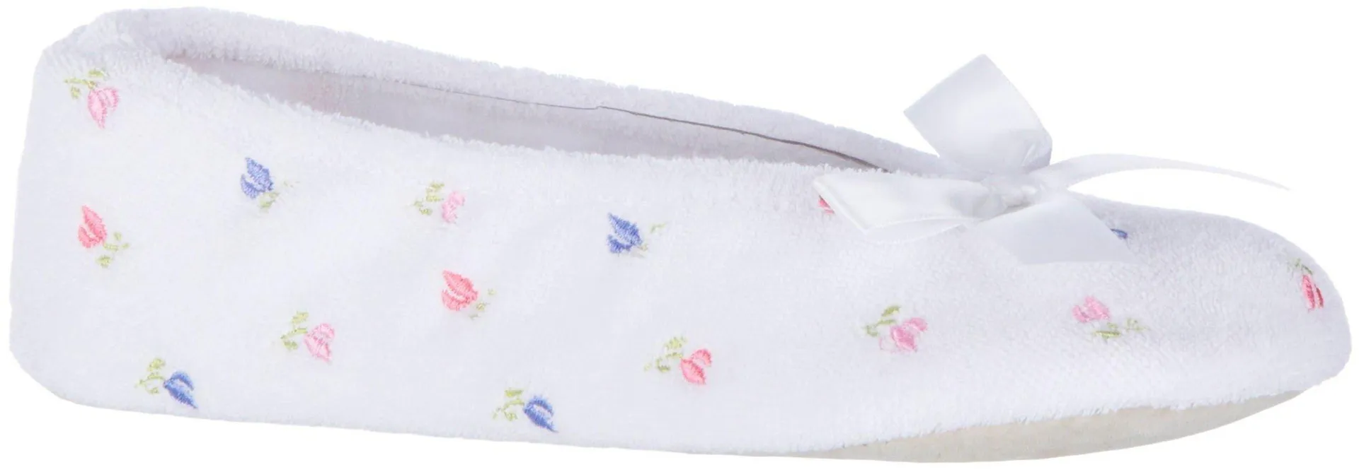 Isotoner Womens Terry Floral Ballerina Slippers