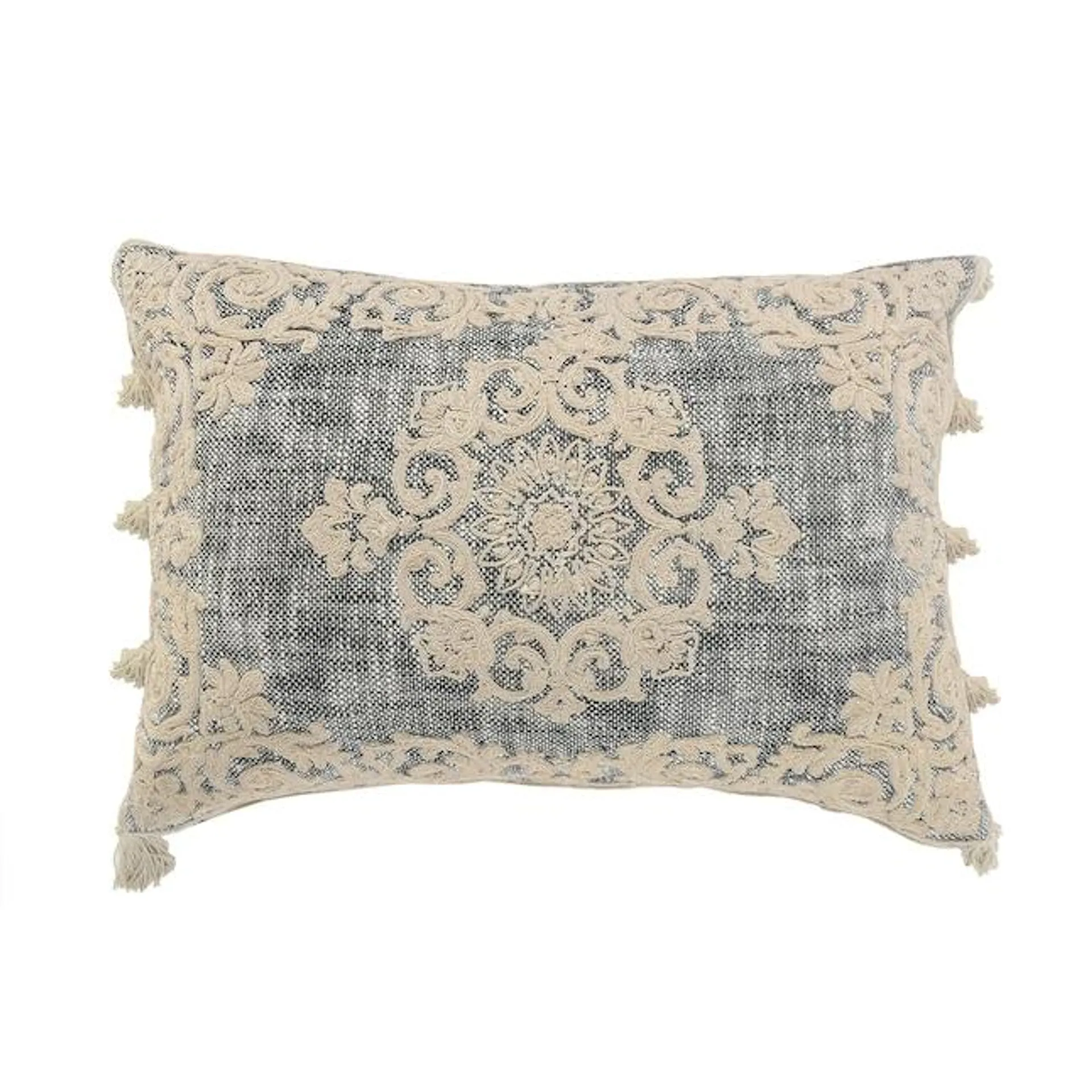 LR Home Dynasty 14-in x 20-in Gray/Ivory Indoor Decorative Pillow