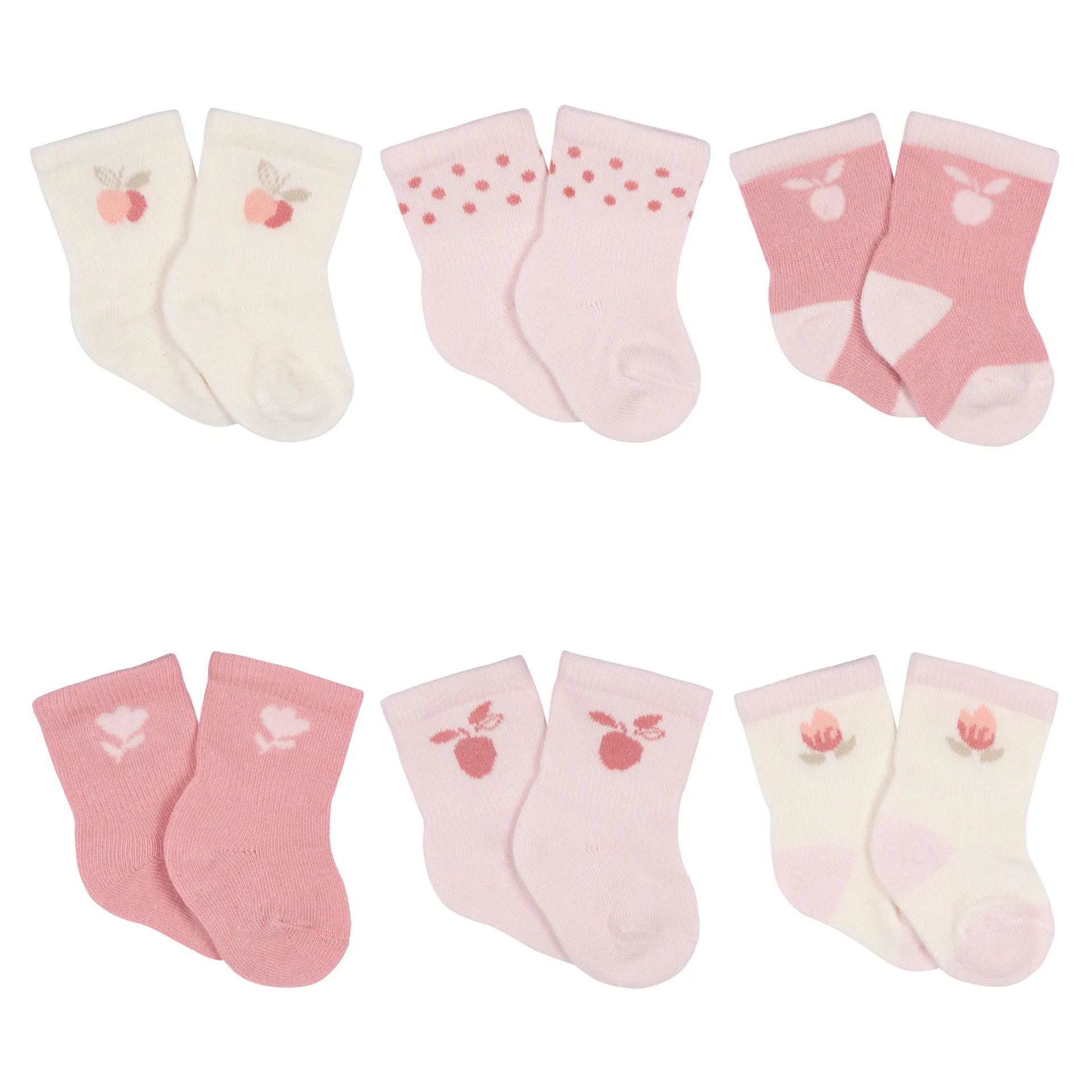 Gerber Baby Girls 6 Pack Wiggle Proof Floral Socks