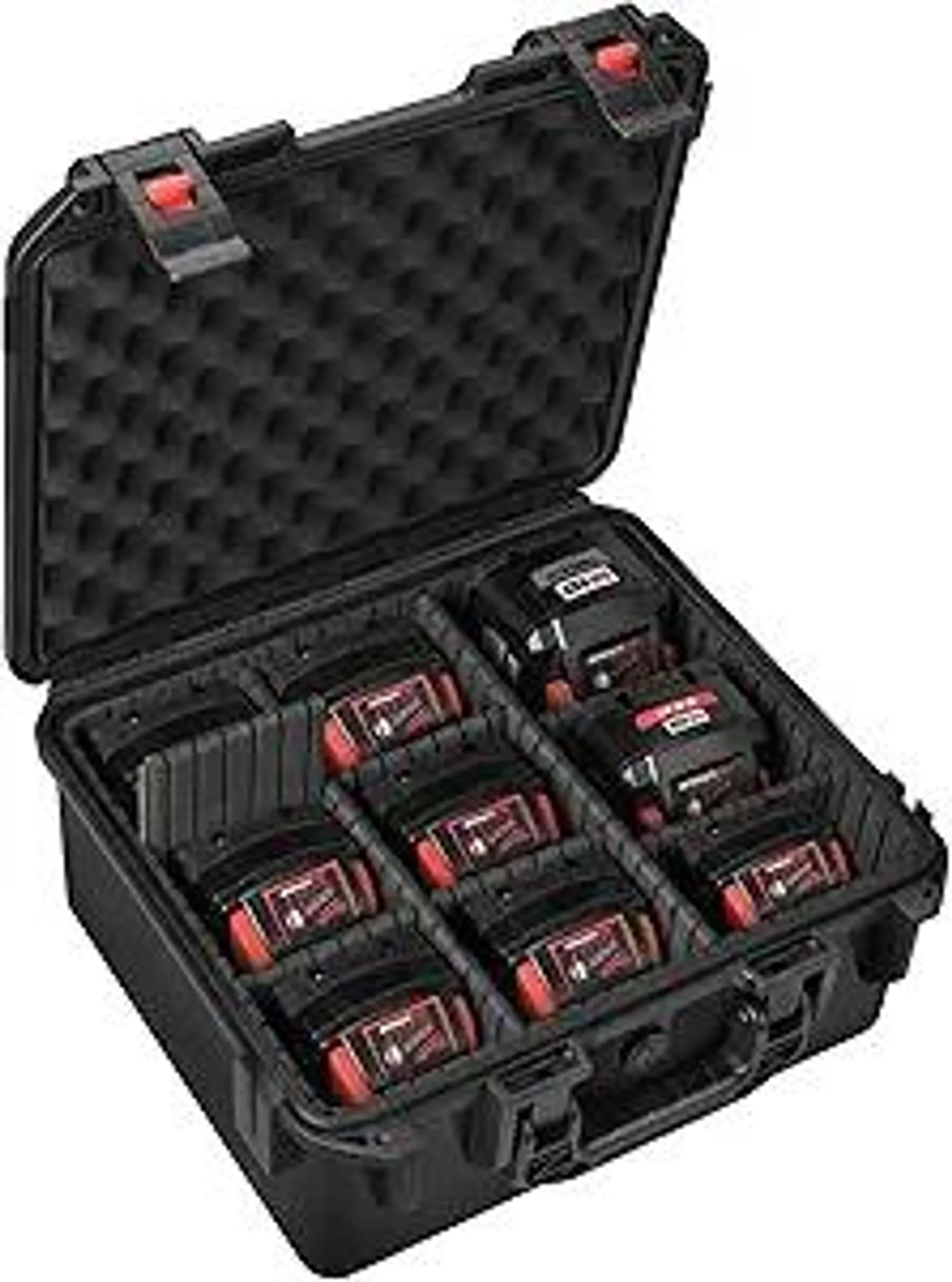 Storage Case for Milwaukee M18 M12 Battery - Waterproof Power Tool Box Storage Bag with 9 Adjustable Dividers for Milwaukee Battery & Charger Holder 2.0/3.0/4.0/5.0/6.0/6.5/8/9.0/12.0-Ah (Case Only)