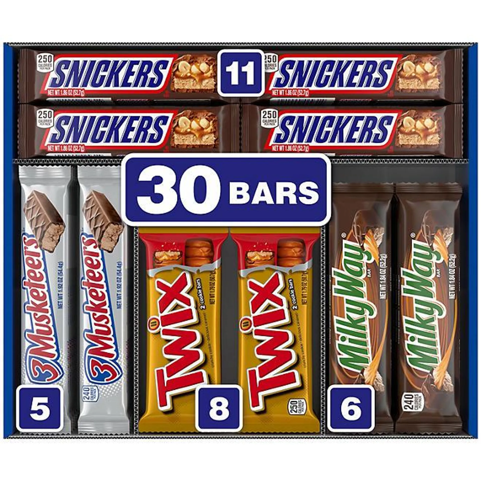 Milky Way, Snickers, Twix & More Full Size Bulk Chocolate Candy Bars (30 ct.)