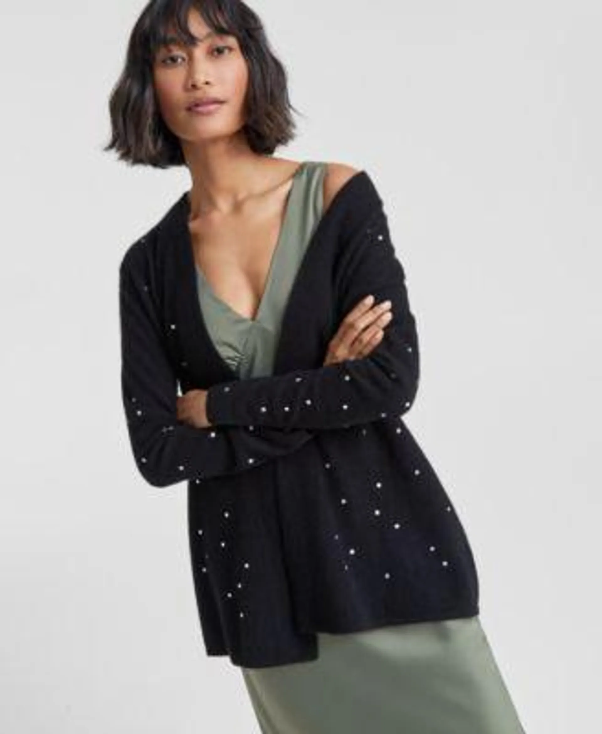 Women's Embellished Long-Sleeve 100% Cashmere Duster, Regular & Petites, Created for Macy's