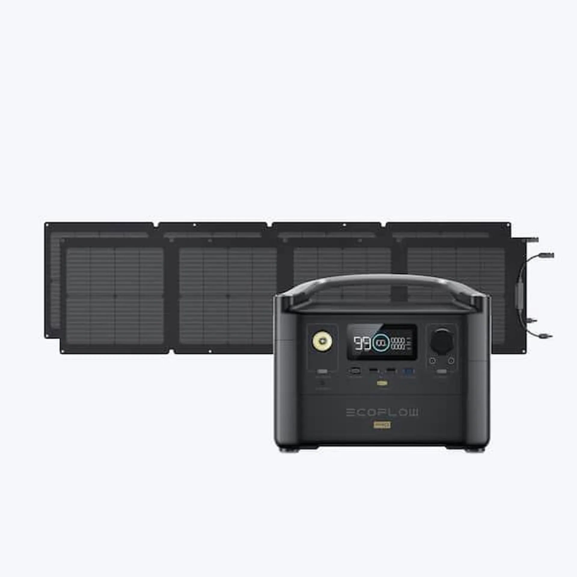 600W Output/1200W Peak Push-Button Start Solar Generator RIVER Pro with 110W Solar Panels 2 for Home, Camping and RVs