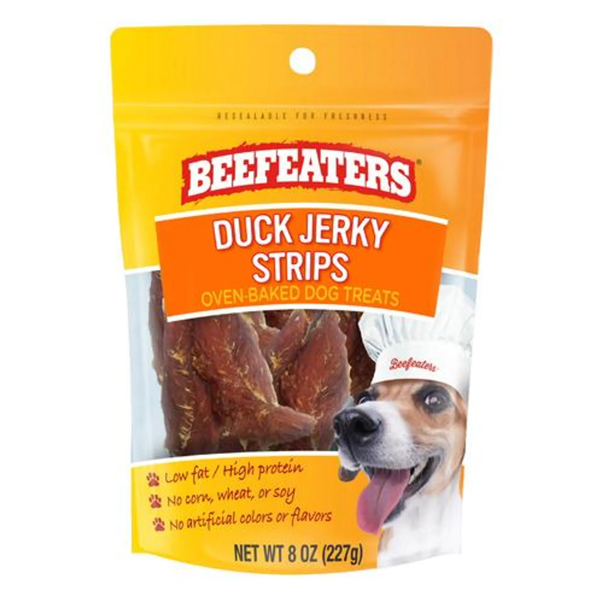 Beefeaters® dog treats, duck jerky