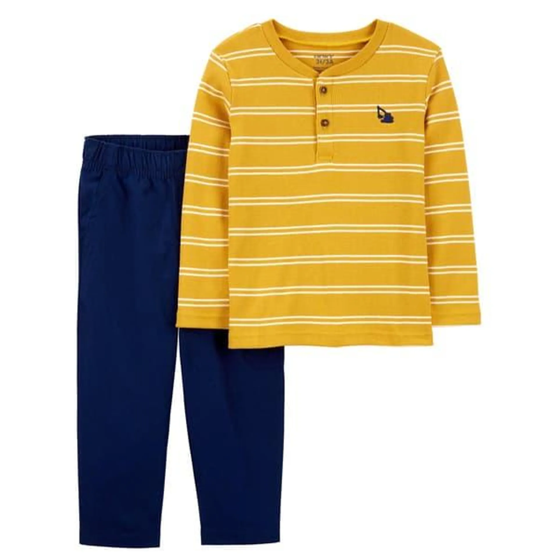 Toddler Boy Carter’s® Stripe Henley Top & Solid Canvas Pants Set