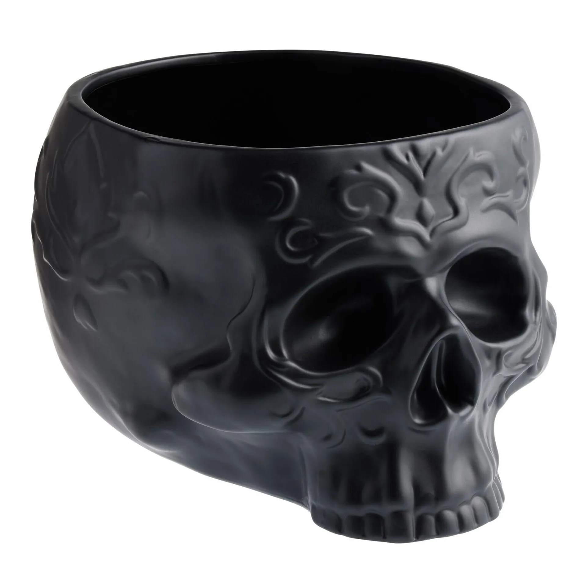 Black Ceramic Skull Beverage Party Tub