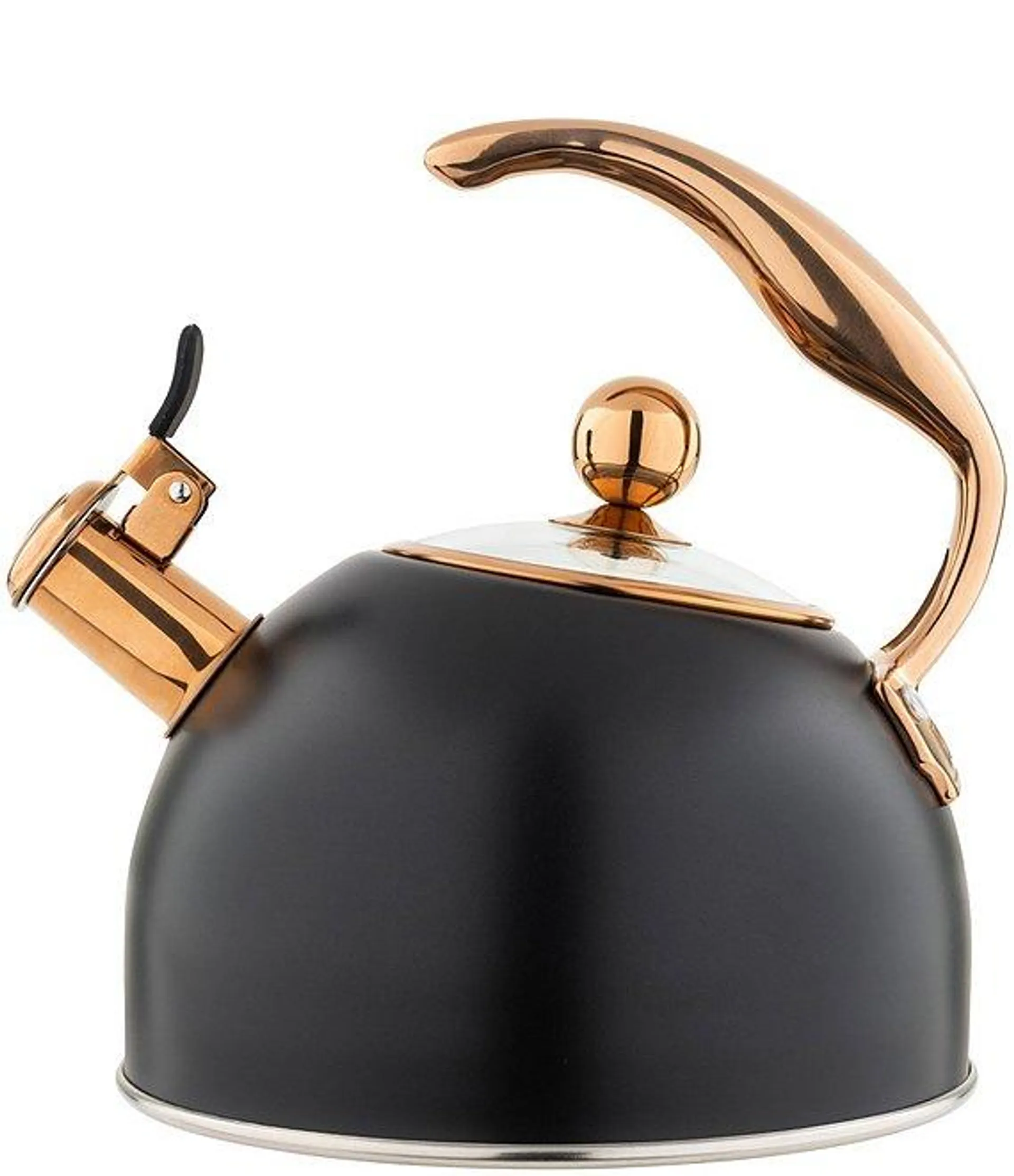 2.6-Quart Matte Black & Copper Stainless Steel Tea Kettle