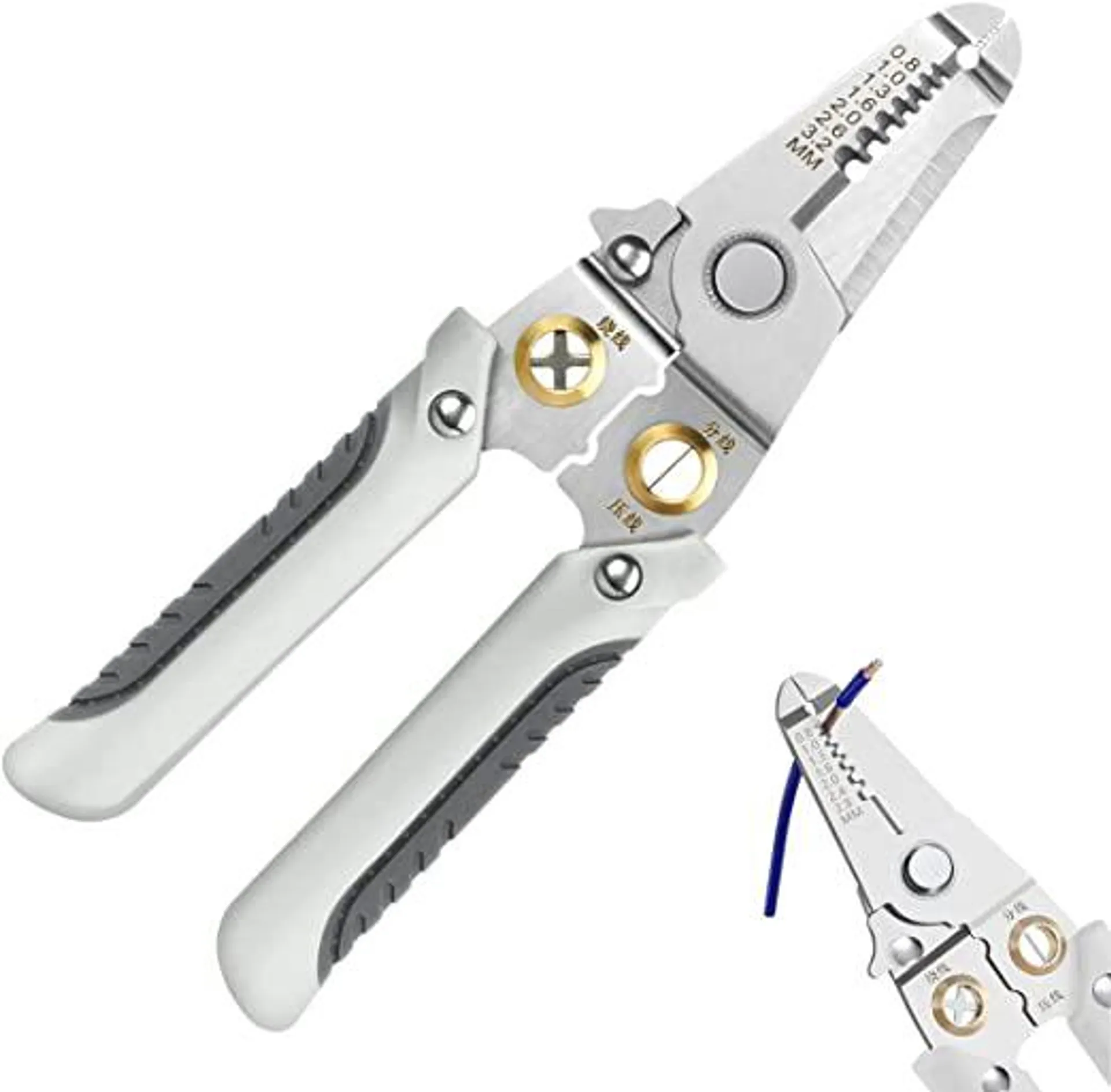Special Wire Stripper for Electrician, 6 in 1 Multifunction Wire Pliers Tool for Electric Cable Stripping Cutting Cable Stripper and Crimping (Grey)