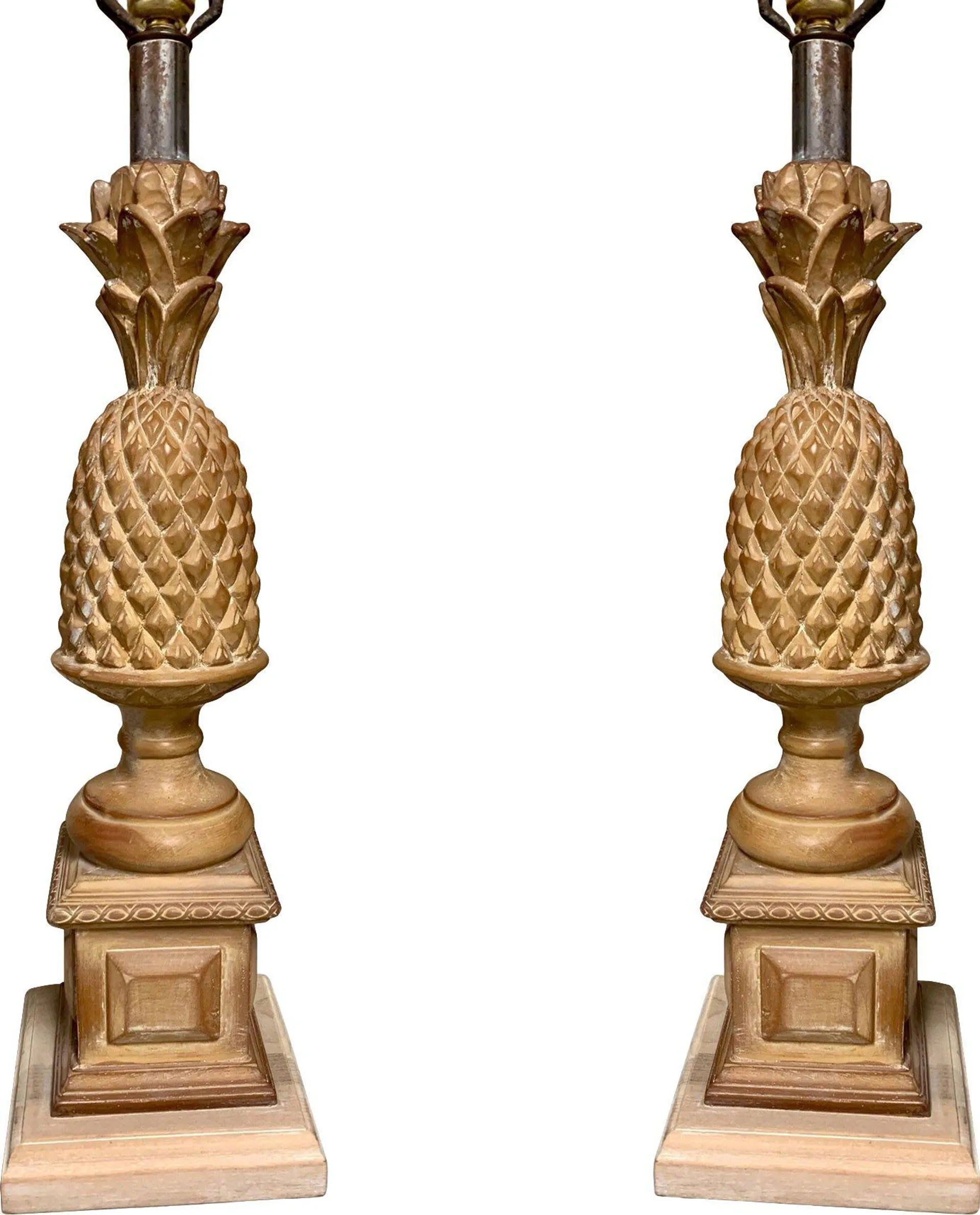 Regency Style Carved Pineapple Lamps,S/2