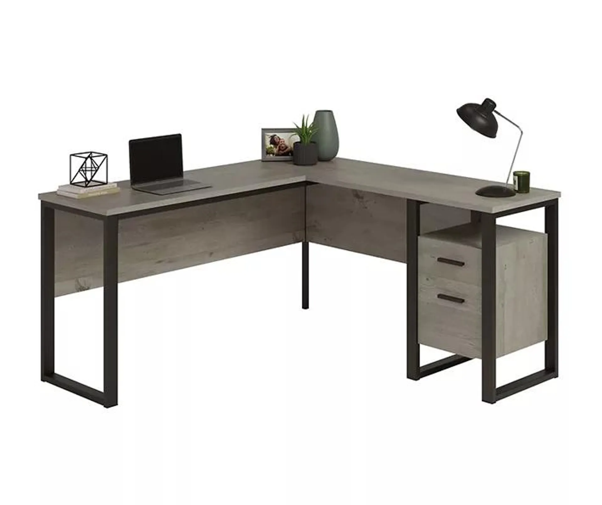 Rock Glen Mystic Oak L-Shaped Desk