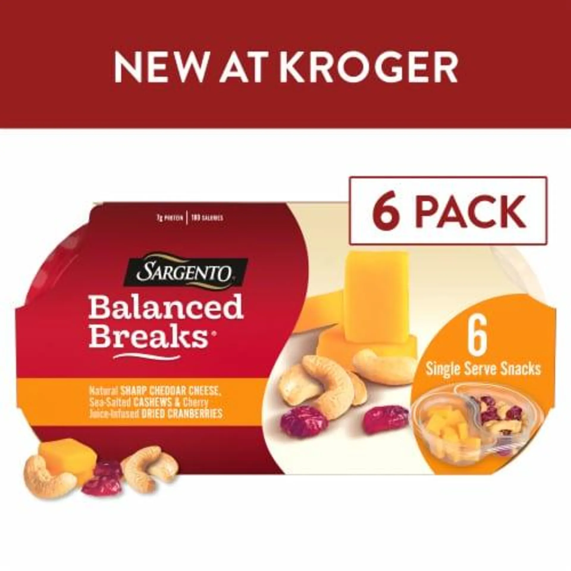 Sargento® Balanced Break® Sharp Cheddar Cheese Cashews & Dried Cranberries Snack Packs