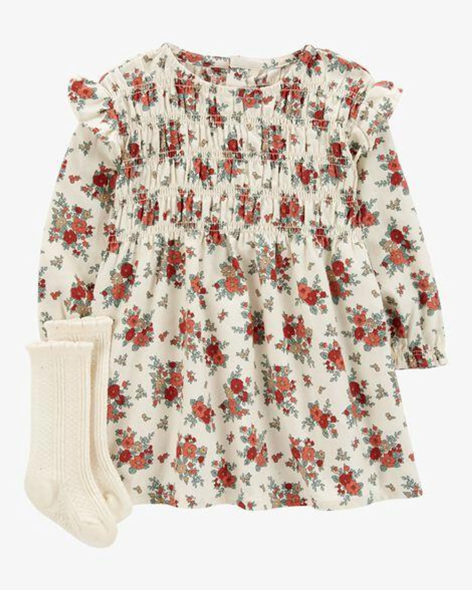 Baby 2-Piece Floral Dress & Sock Set