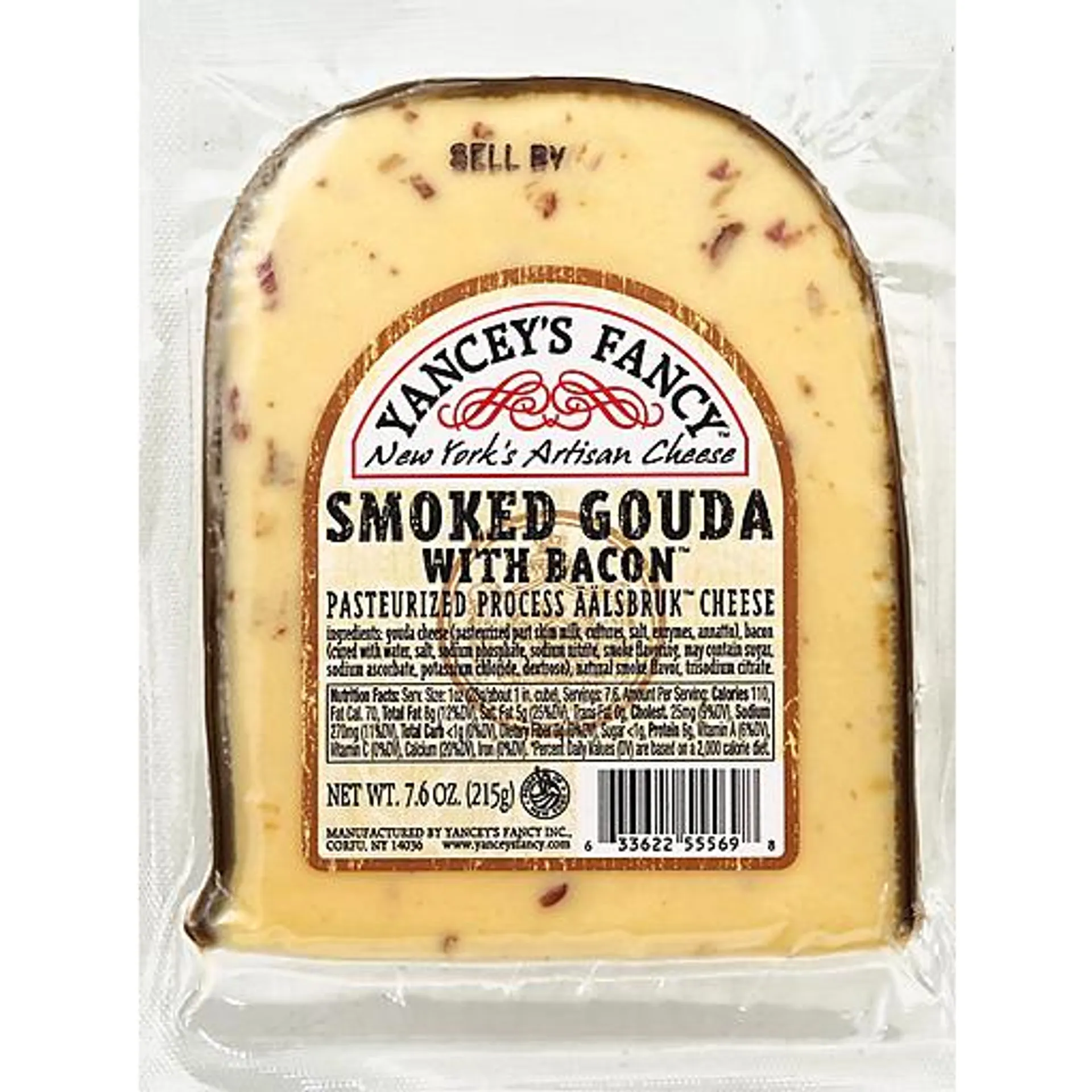 Yancey's Fancy Cheese, Pasteurized Process Aalsbruk, Smoked Gouda with Bacon 7.6 oz