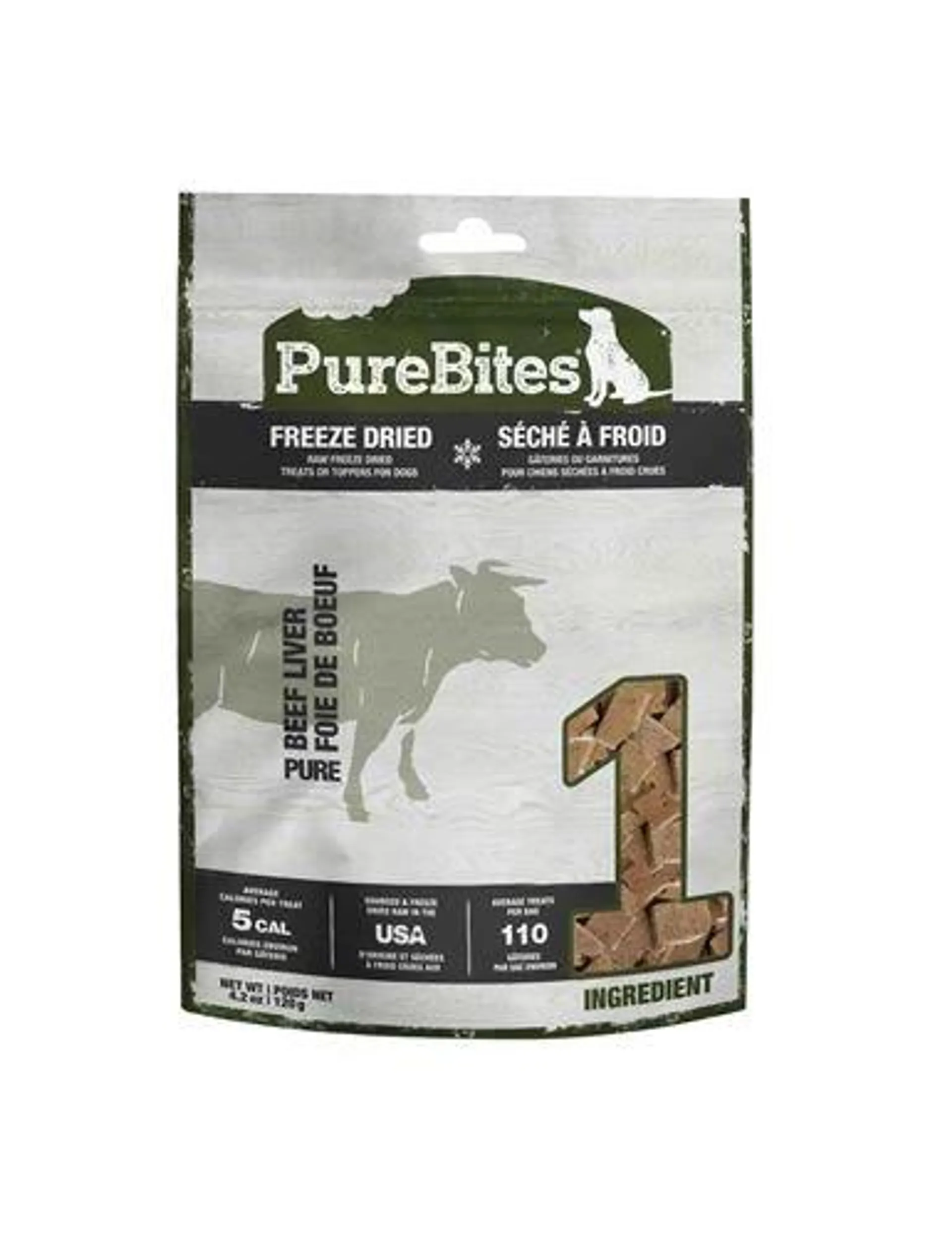 PureBites Freeze Dried Dog Treats, Beef Liver, 4.2 Ounces