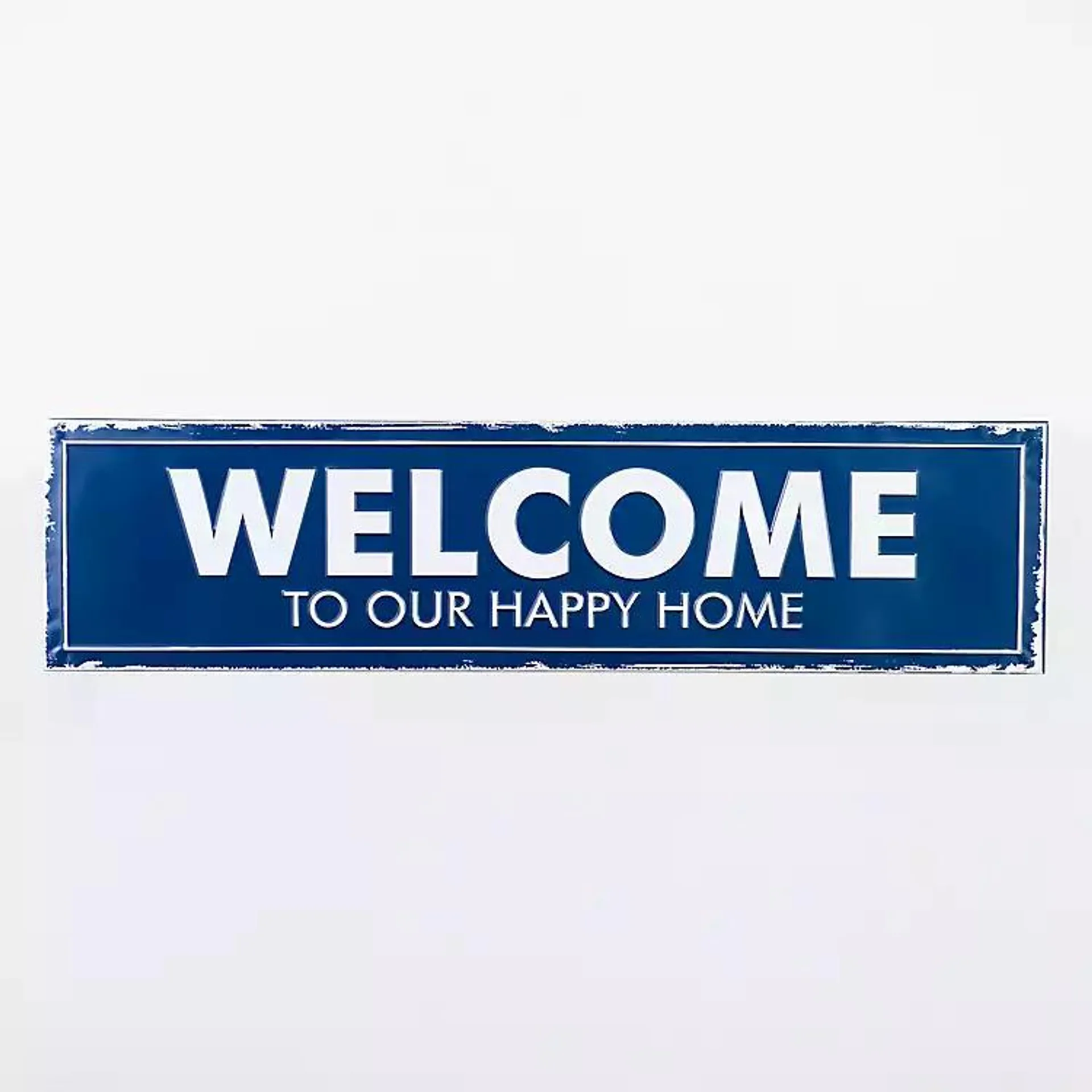 Navy Welcome to Our Happy Home Wall Plaque