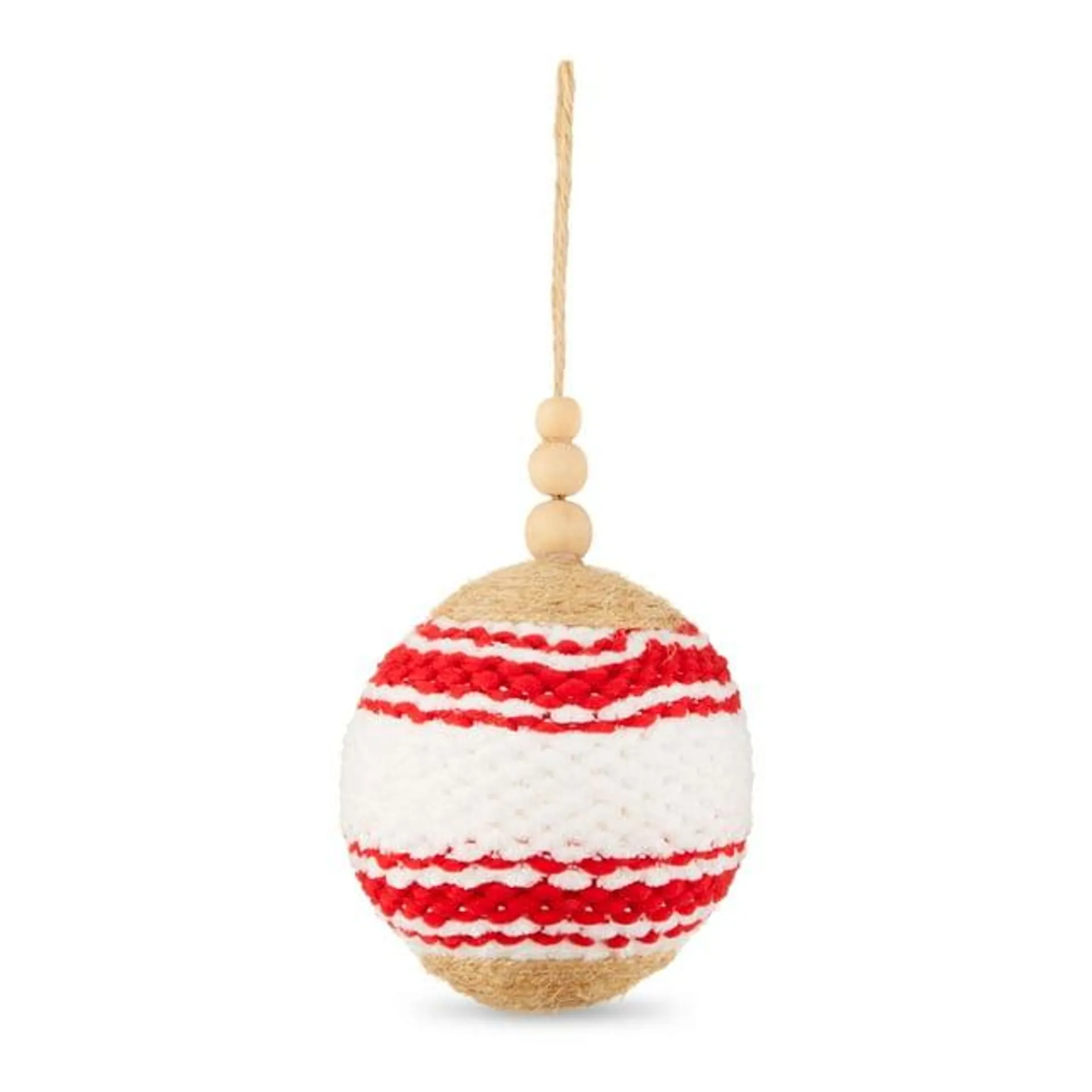 Set of 6 Fabric Red/White Ball Christmas Ornament, 6 in, by Holiday Time