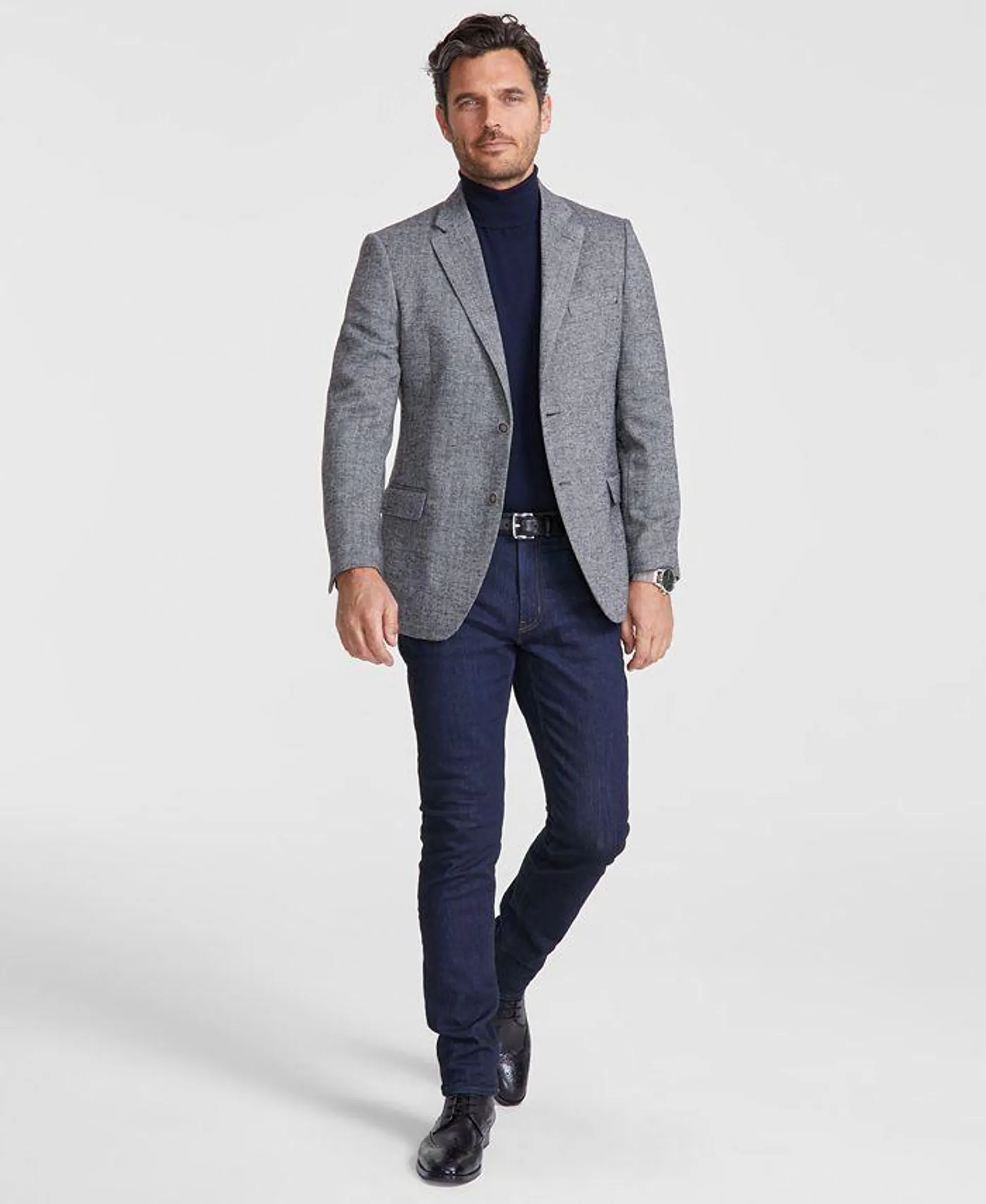 Men's Modern-Fit Solid Herringbone Tweed Sport Coat