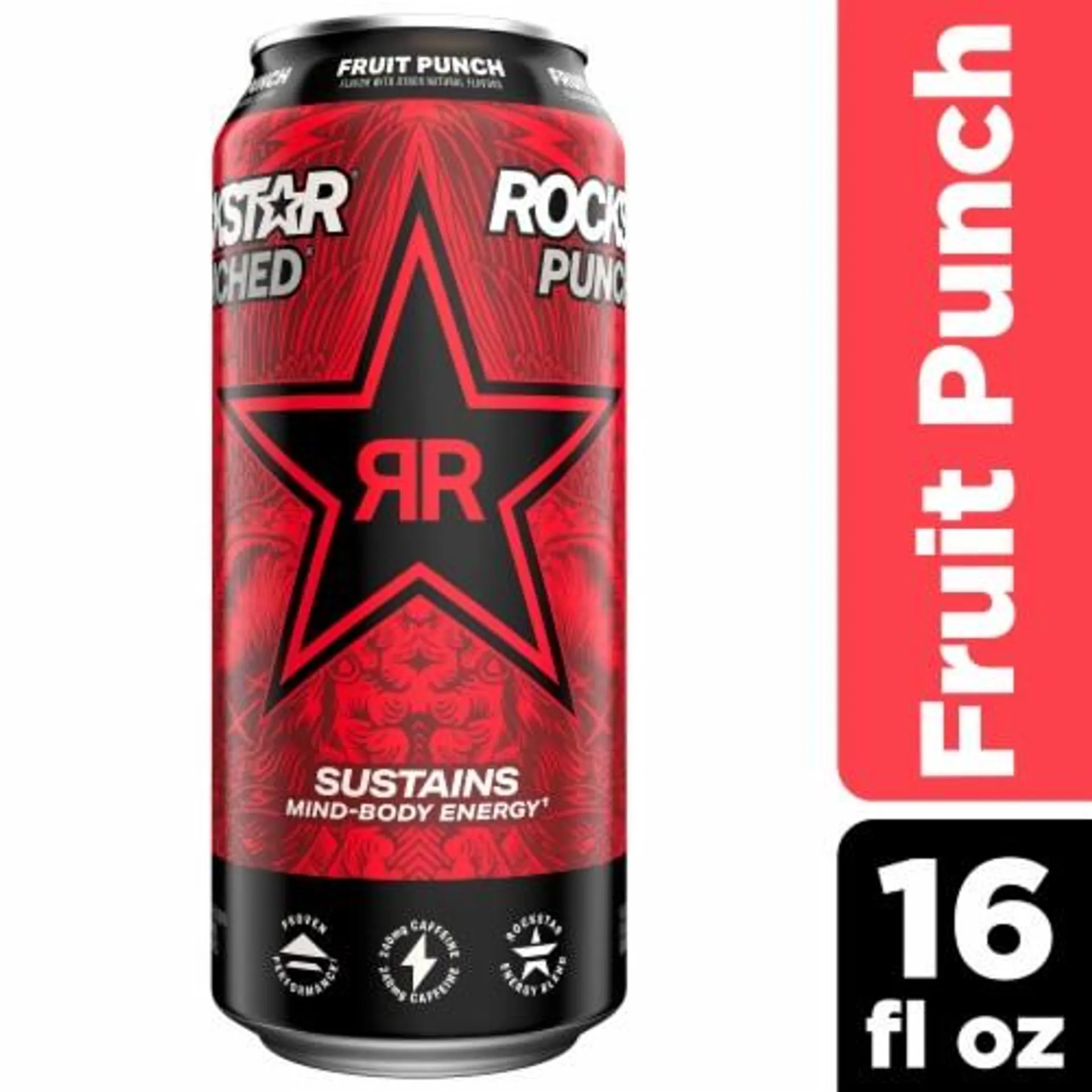 Rockstar Punched Energy Drink Fruit Punch 16 Fl Oz