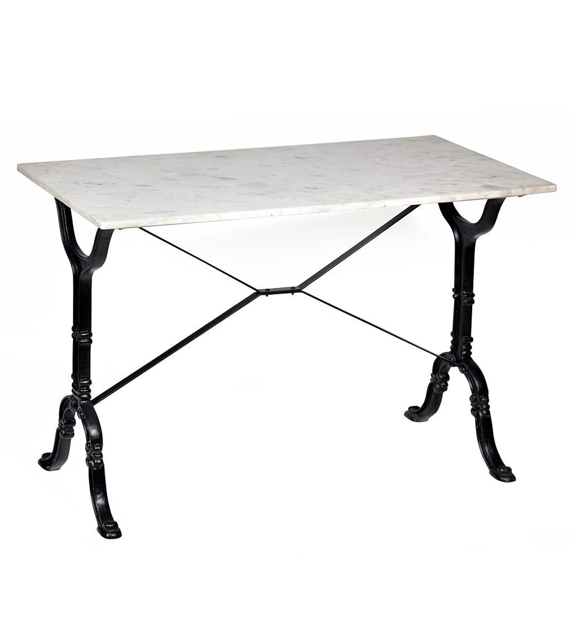 Marble-Top Console Table with Cast Iron Base - White