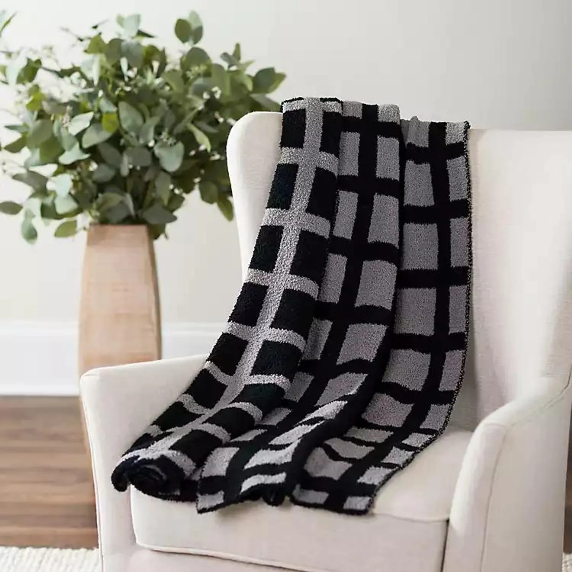 Black Gingham Cloud Throw