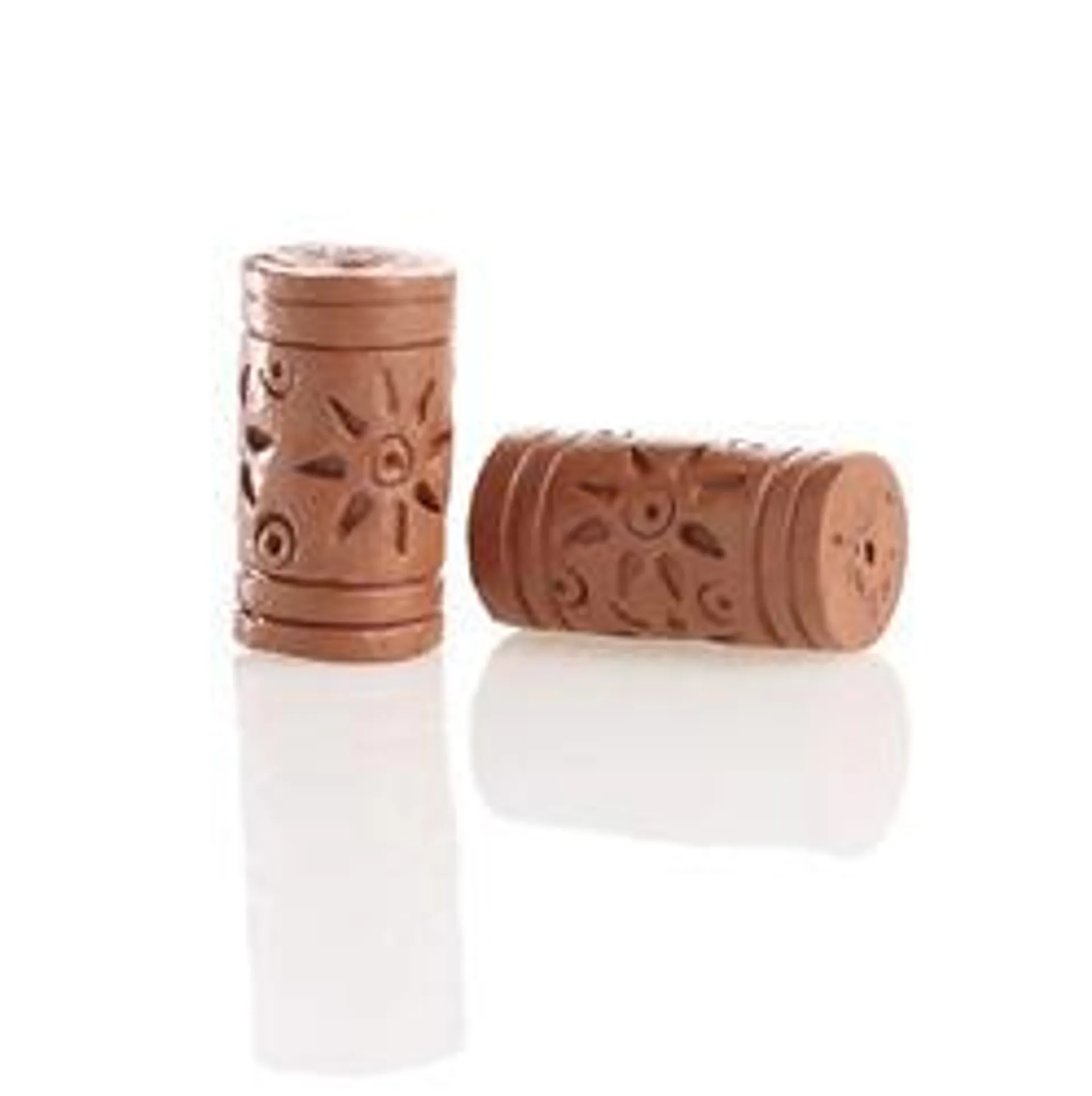 Hand Carved Clay Beads (Package of 2 pieces)