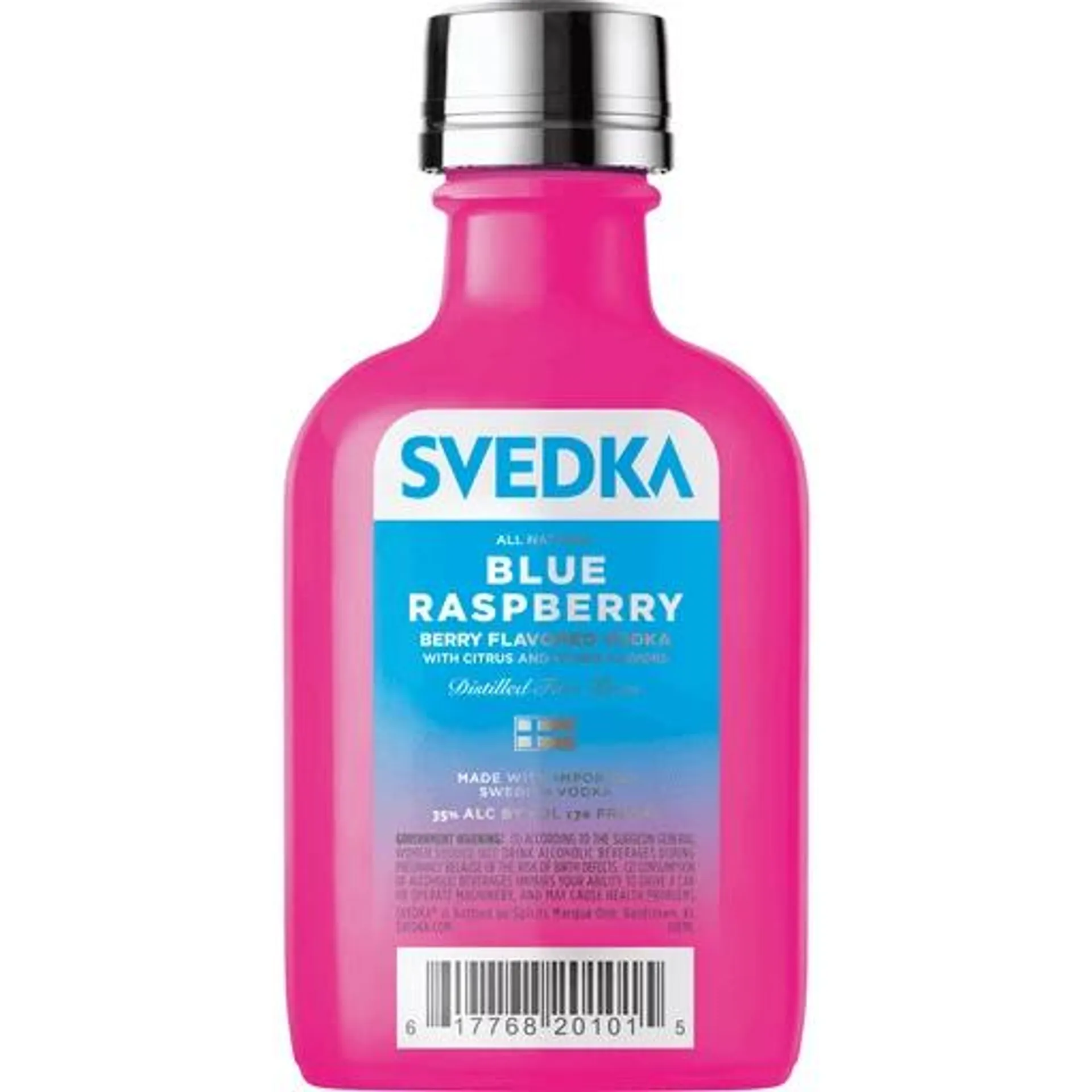 SVEDKA Blue Raspberry Flavored Vodka, 100 mL Plastic Bottle, 70 Proof