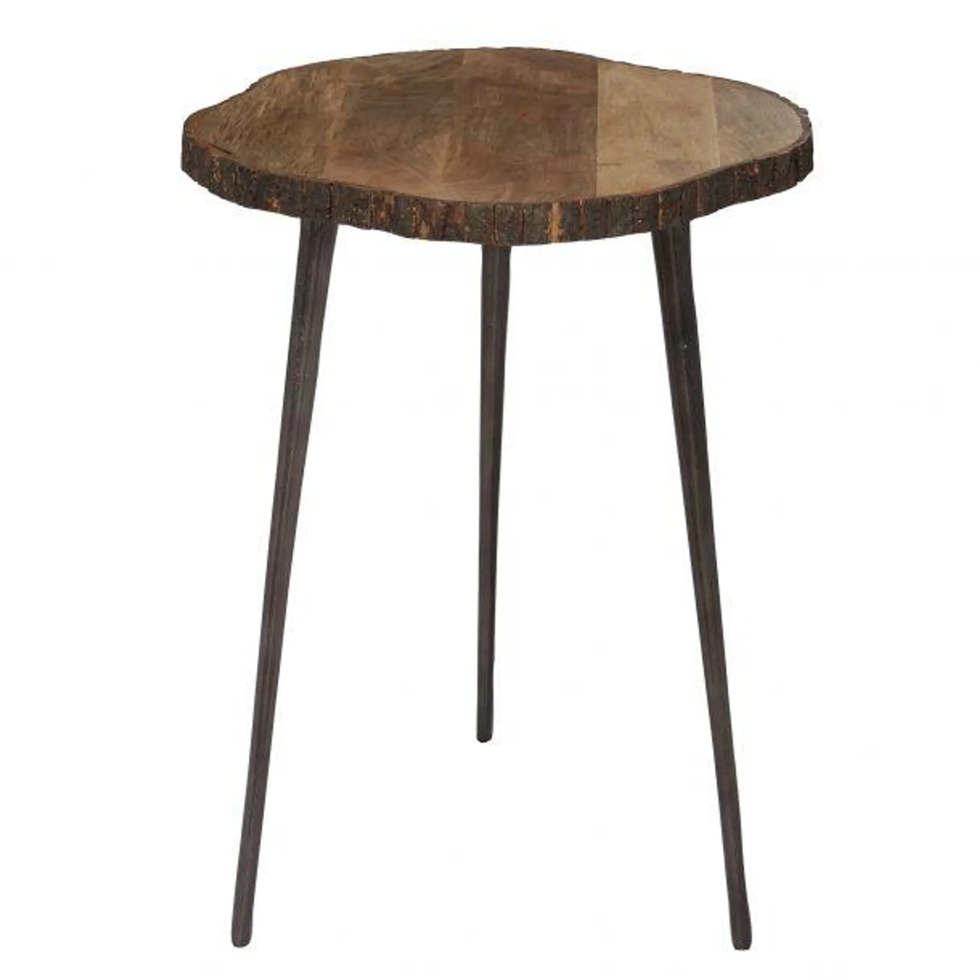 Rustic 25" Accent Table with Aluminum Stand by Marisol + Daisy - Brown