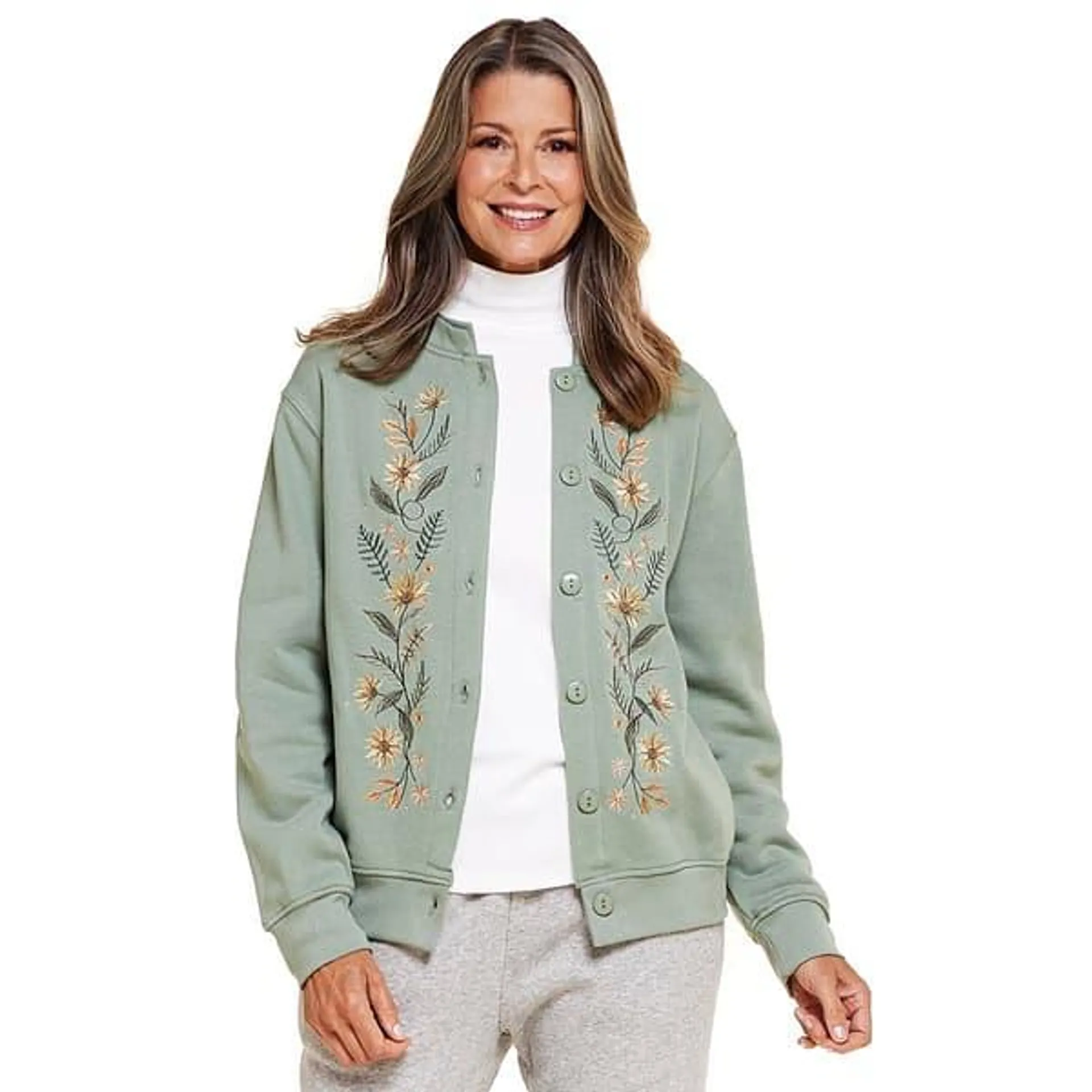 Womens Bonnie Evans Embroidered Harvest Cardigan Sweatshirt