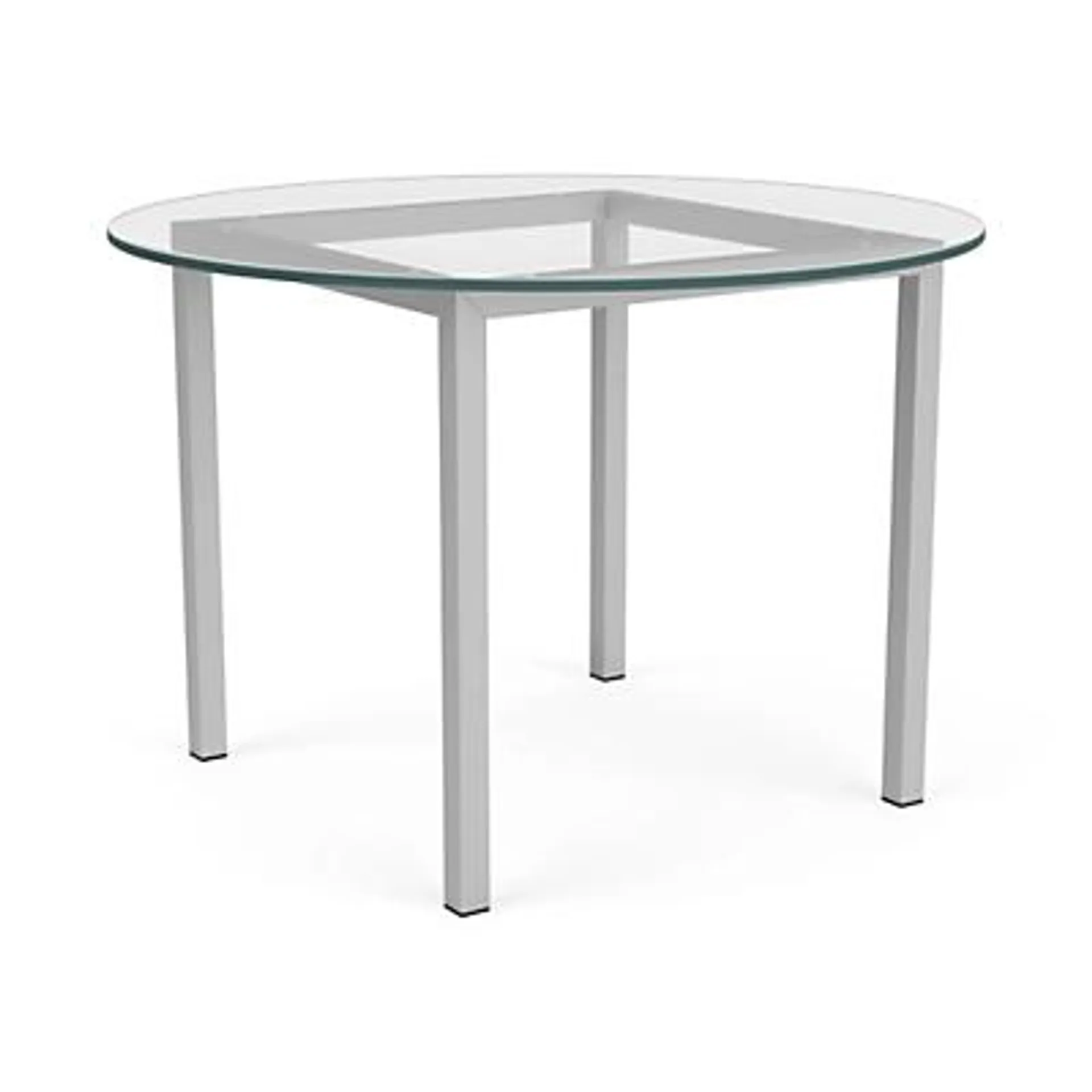 Parsons 42 diam 1.5" Outdoor Table in Stainless Steel with Clear Glass Top