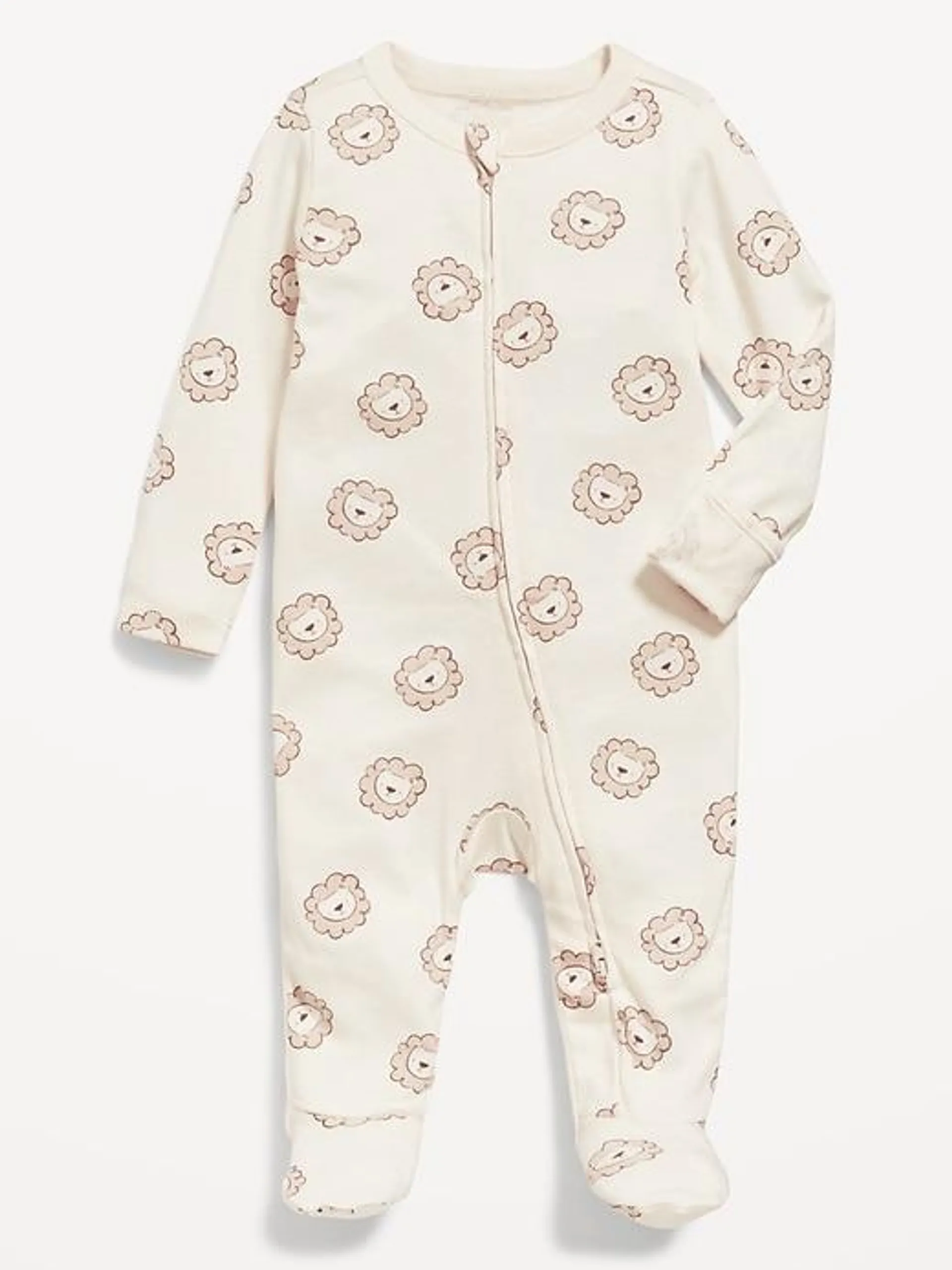 Unisex 2-Way-Zip Sleep & Play Printed Footed One-Piece for Baby