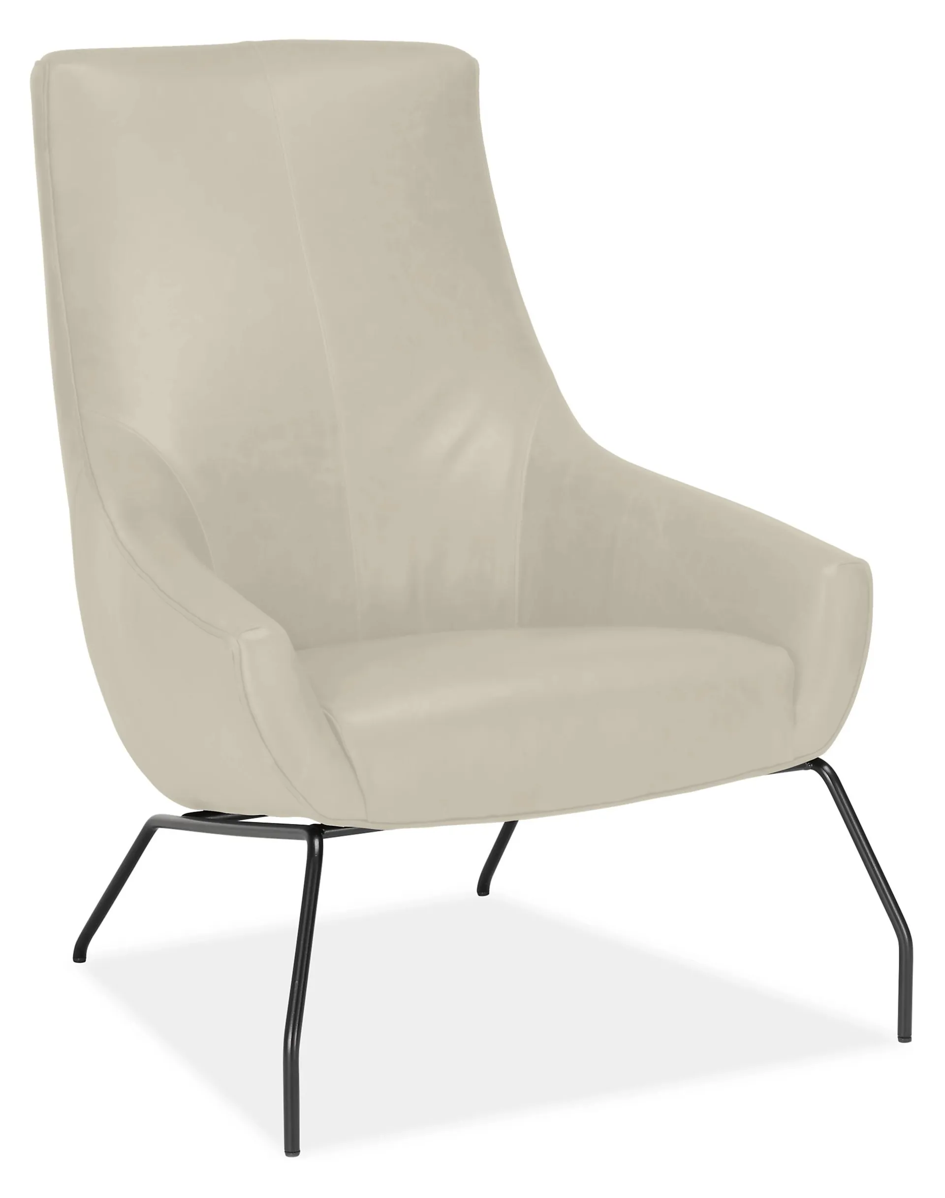 Rhodes Lounge Chair in Vento Ivory Leather with Black Frame