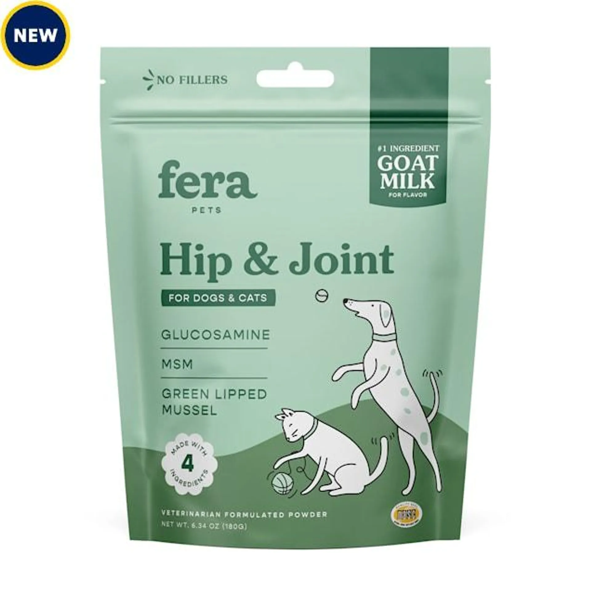Fera Pet Organics Goat Milk Meal Topper - Hip & Joint Support for Dogs & Cats, 6.34 oz.