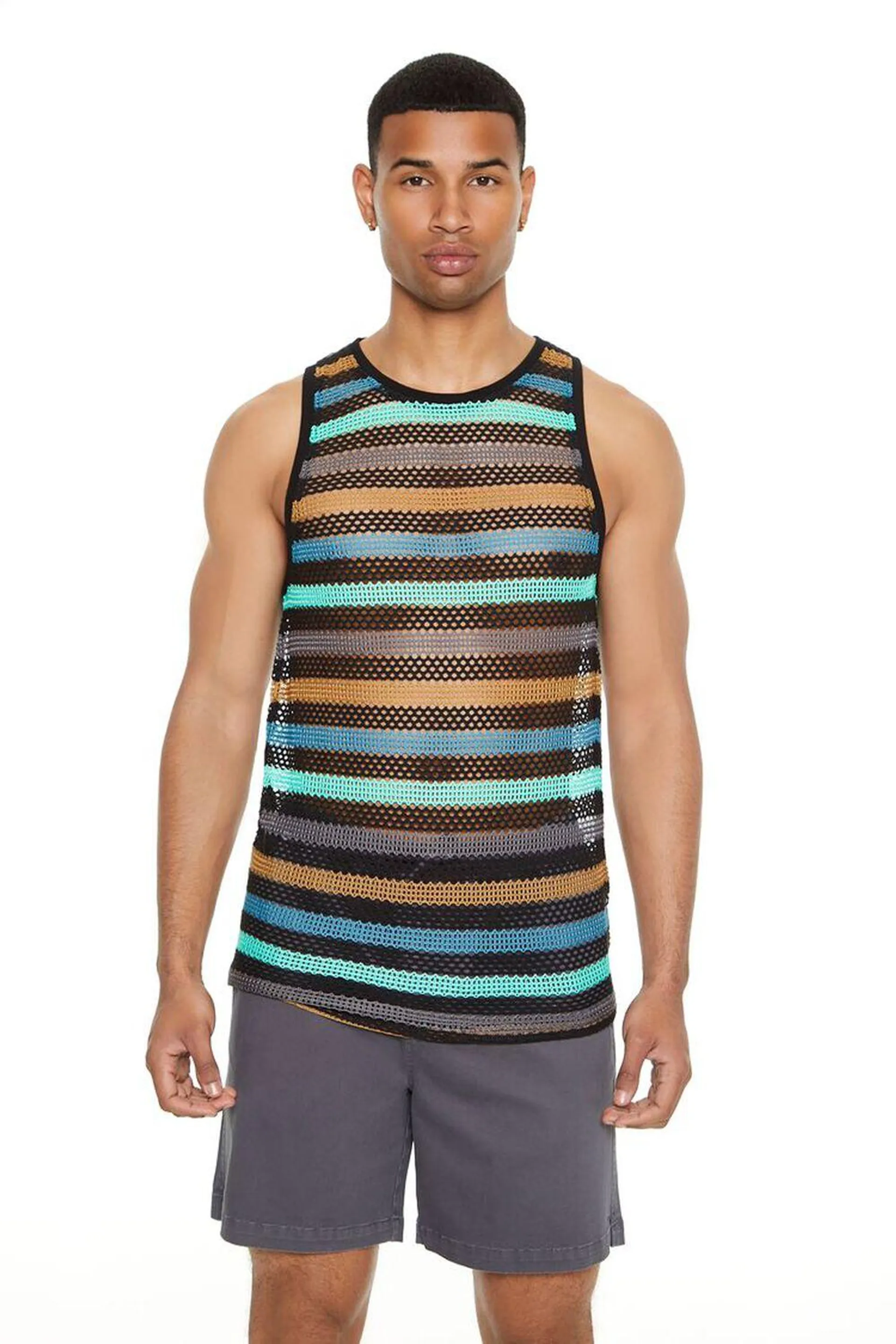 Striped Netted Tank Top