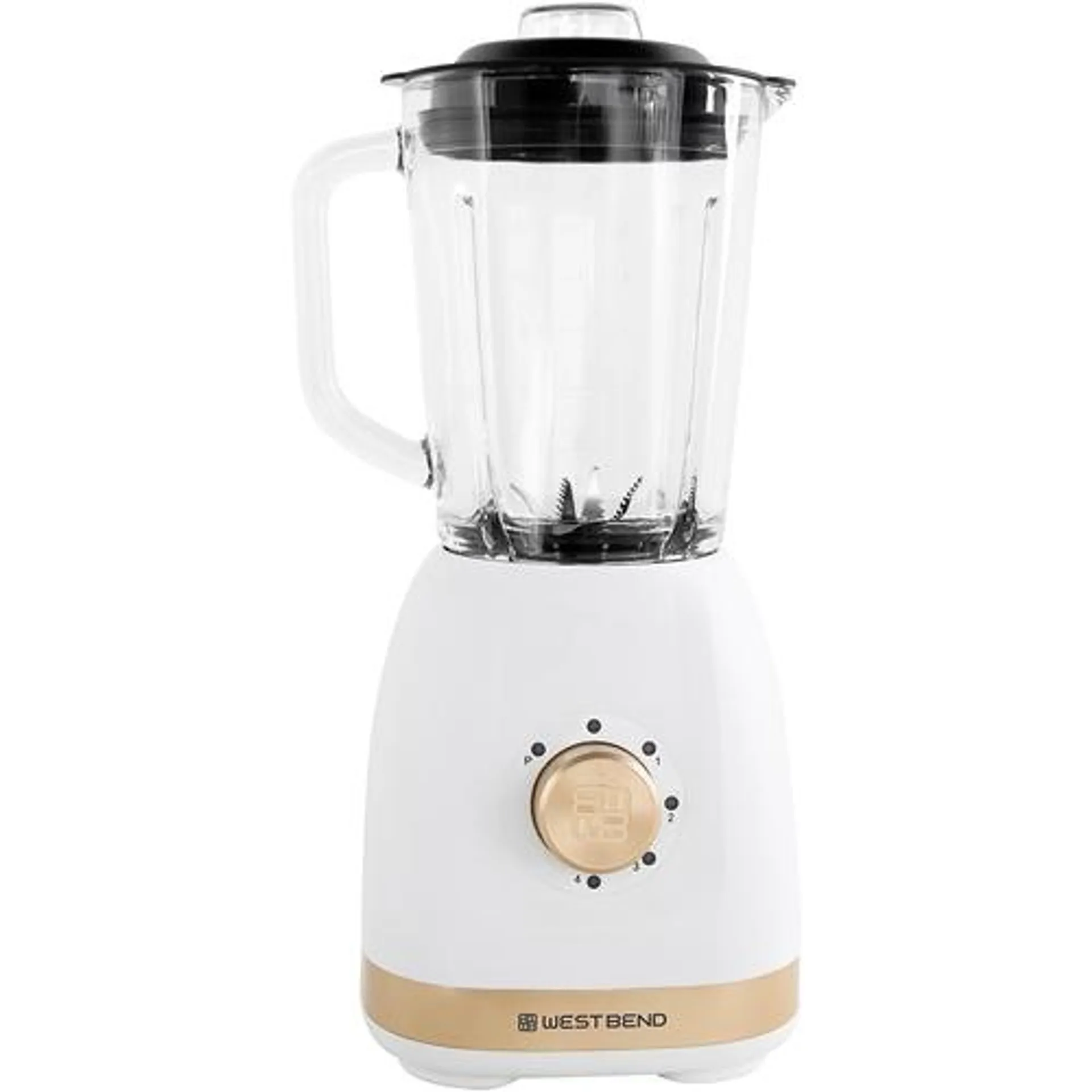 Timeless 5-Speed Multi-Function Blender 48 oz Glass Jar with Travel Cup - White/Gold