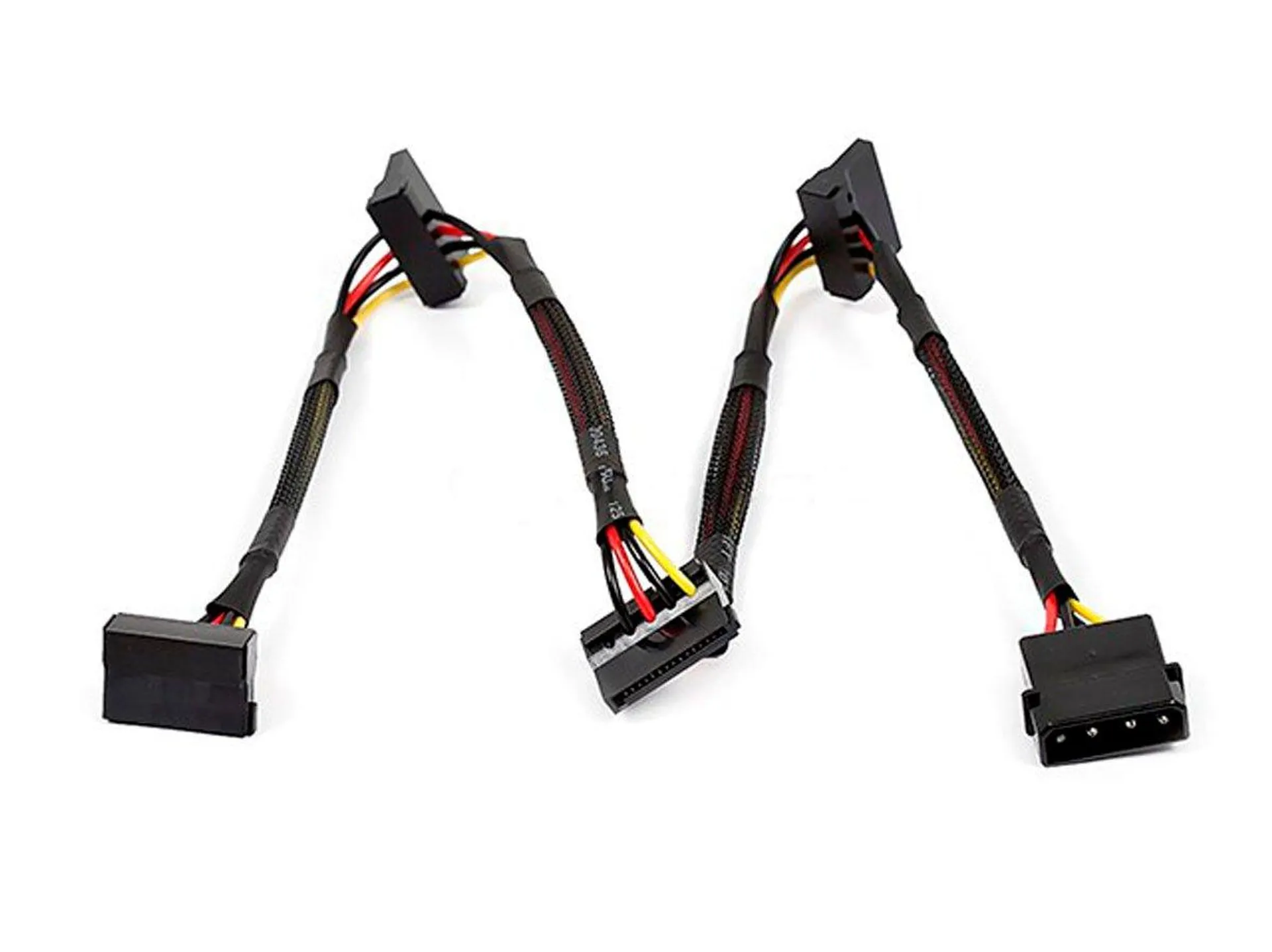 Monoprice 24in 4pin MOLEX Male to 4x 15pin SATA II Female Power Cable with Net Jacket