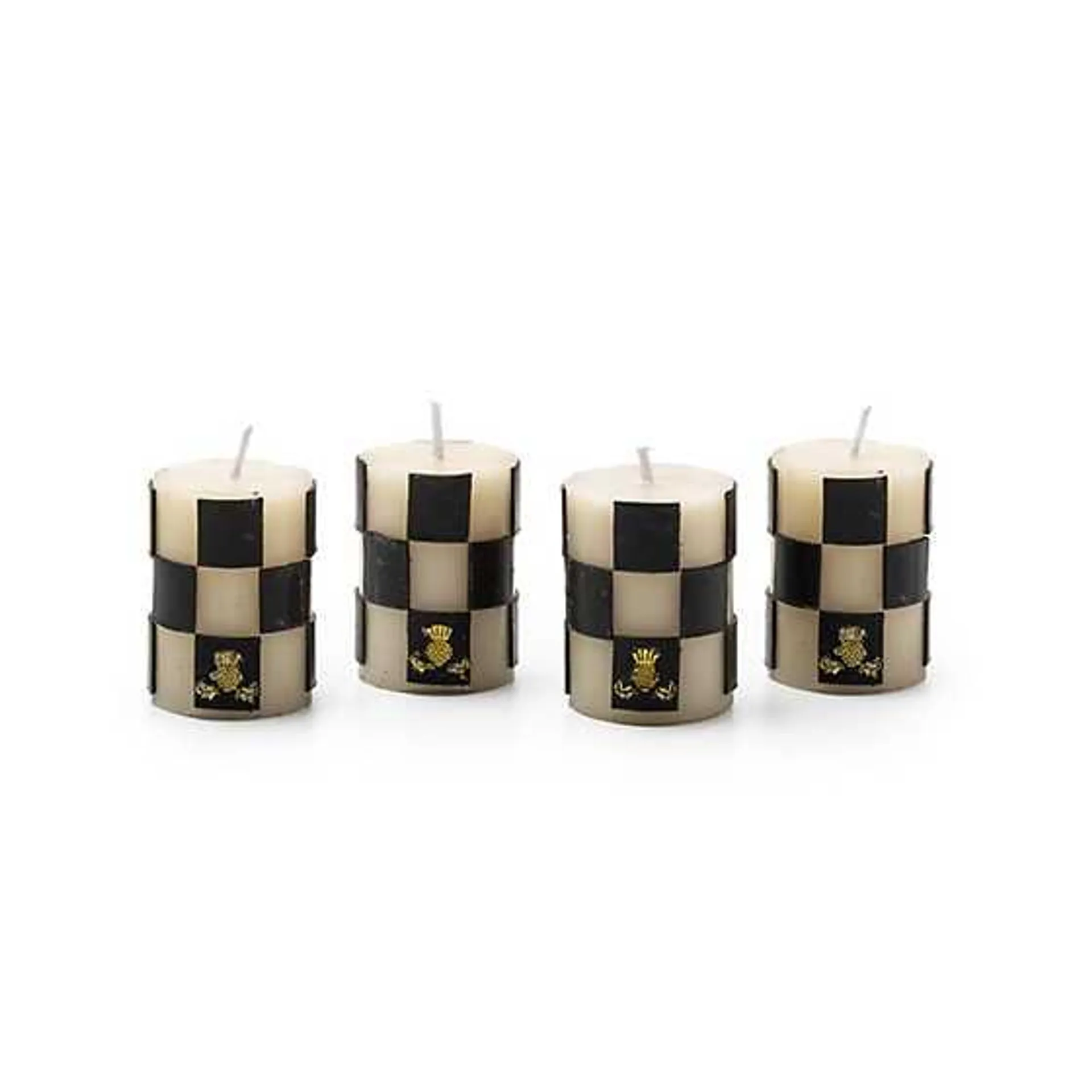 Check Black & Ivory Votives, Set of 4