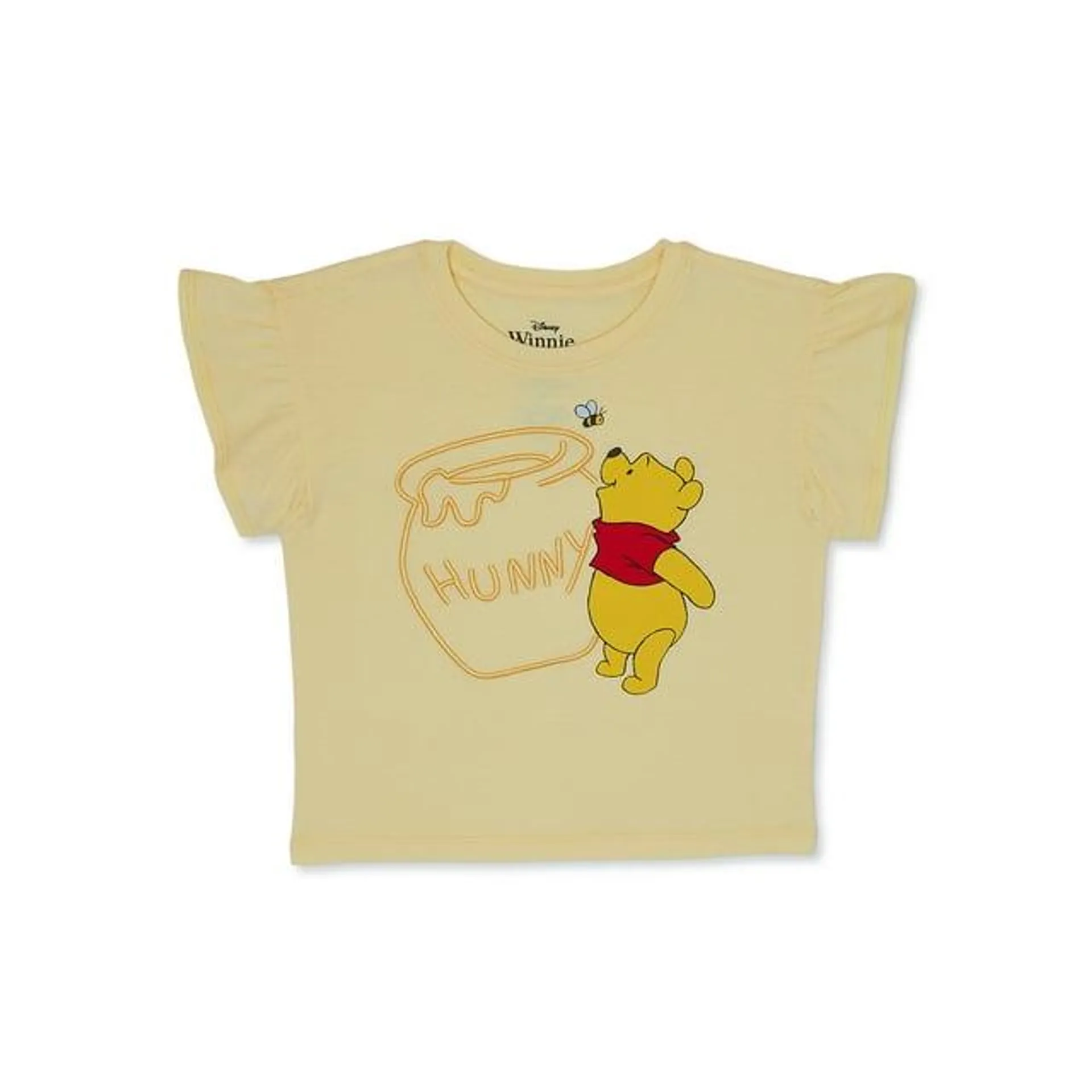 Disney Girls' Winnie the Pooh Graphic Girls Ruffle Sleeve Shirt, Sizes 4-6