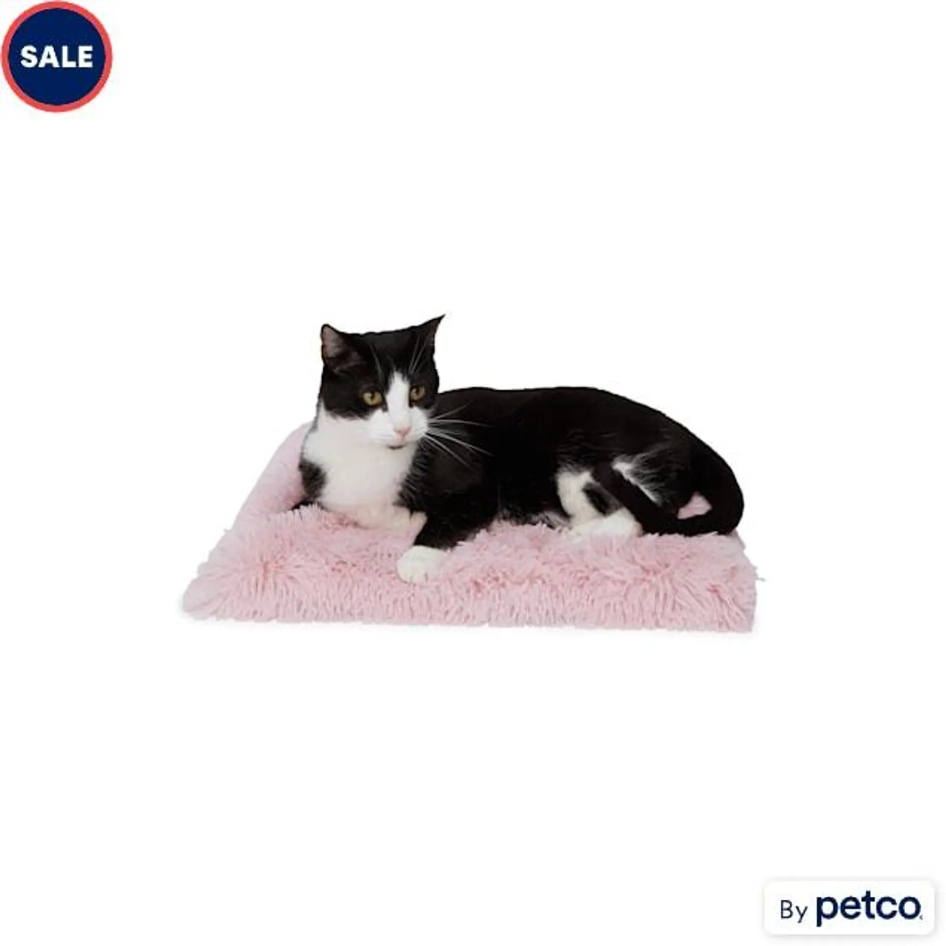 EveryYay Pink Fuzzy Fur Solid Cat Bed, 18" L X 18" W X 0.75" H