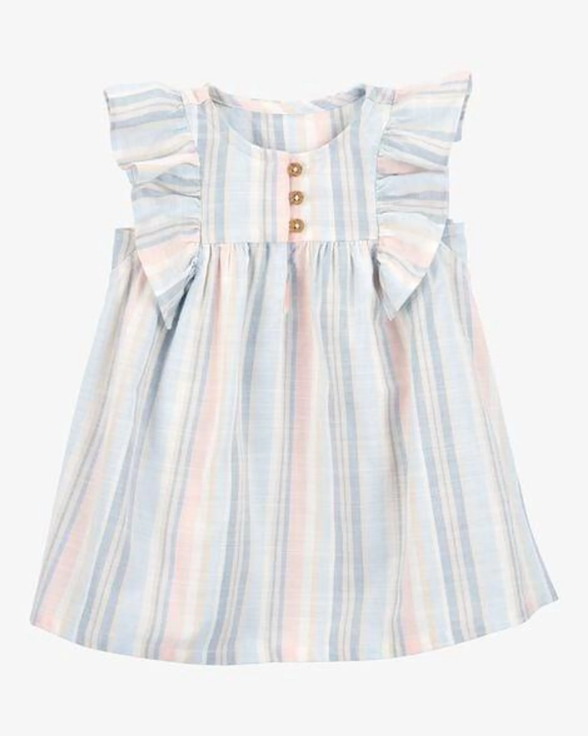 Baby Striped Flutter Sleeves Dress