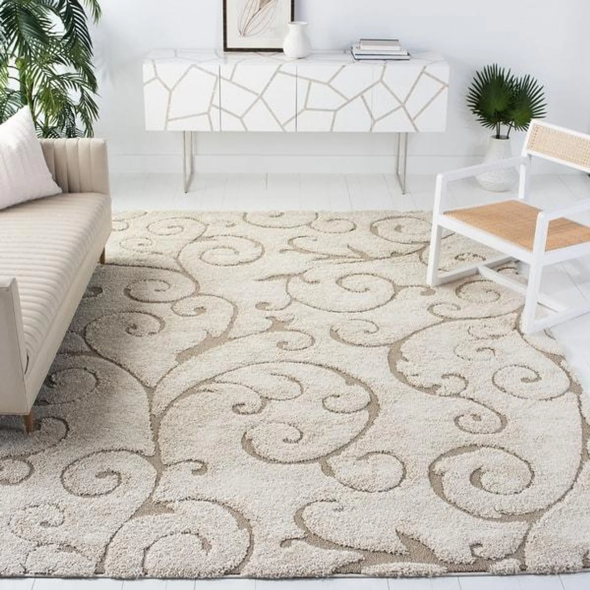 SAFAVIEH Florida Shag Shahin Scroll 1.2-inch Thick Textured Rug