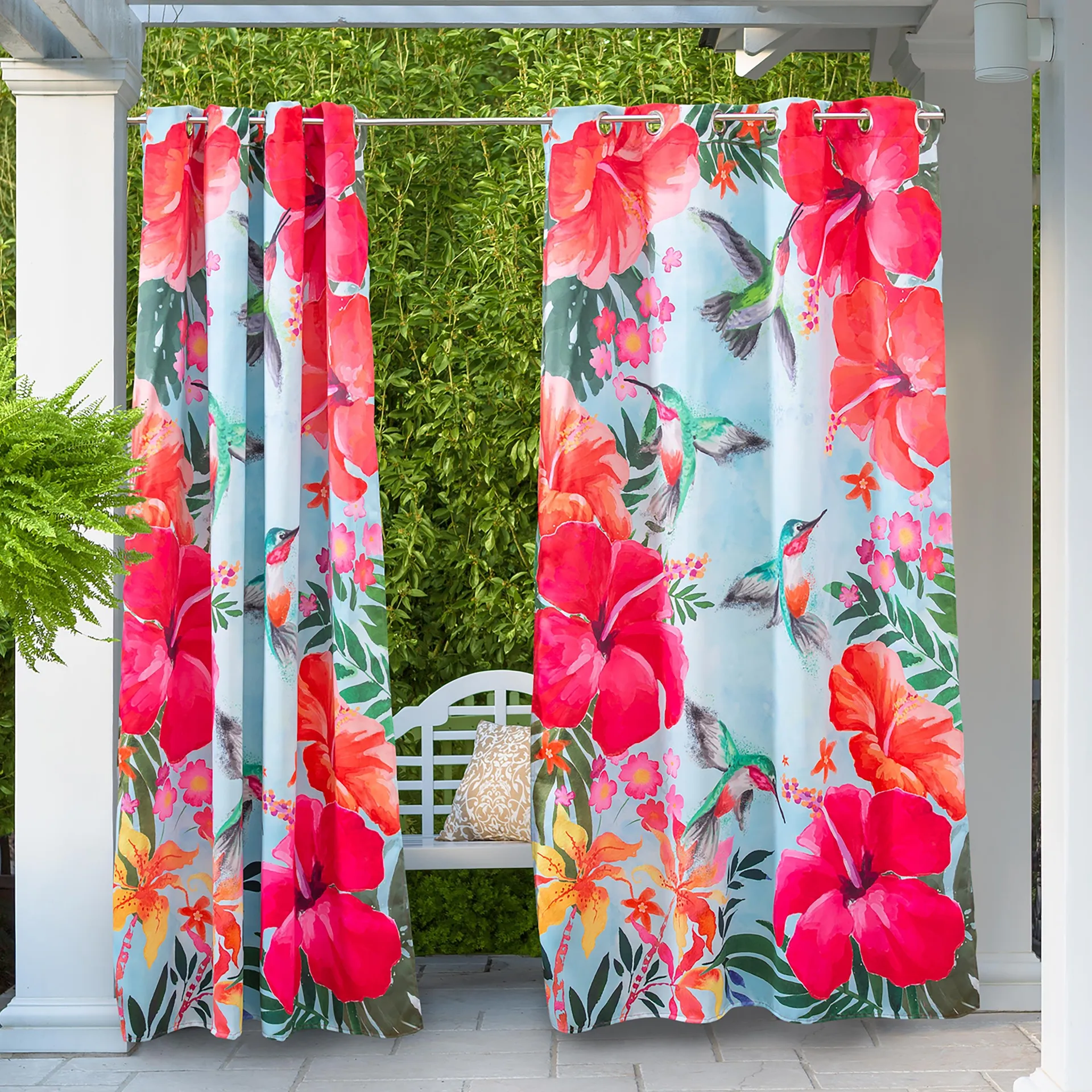 Vibrant Suede Outdoor Curtains, Set of 2