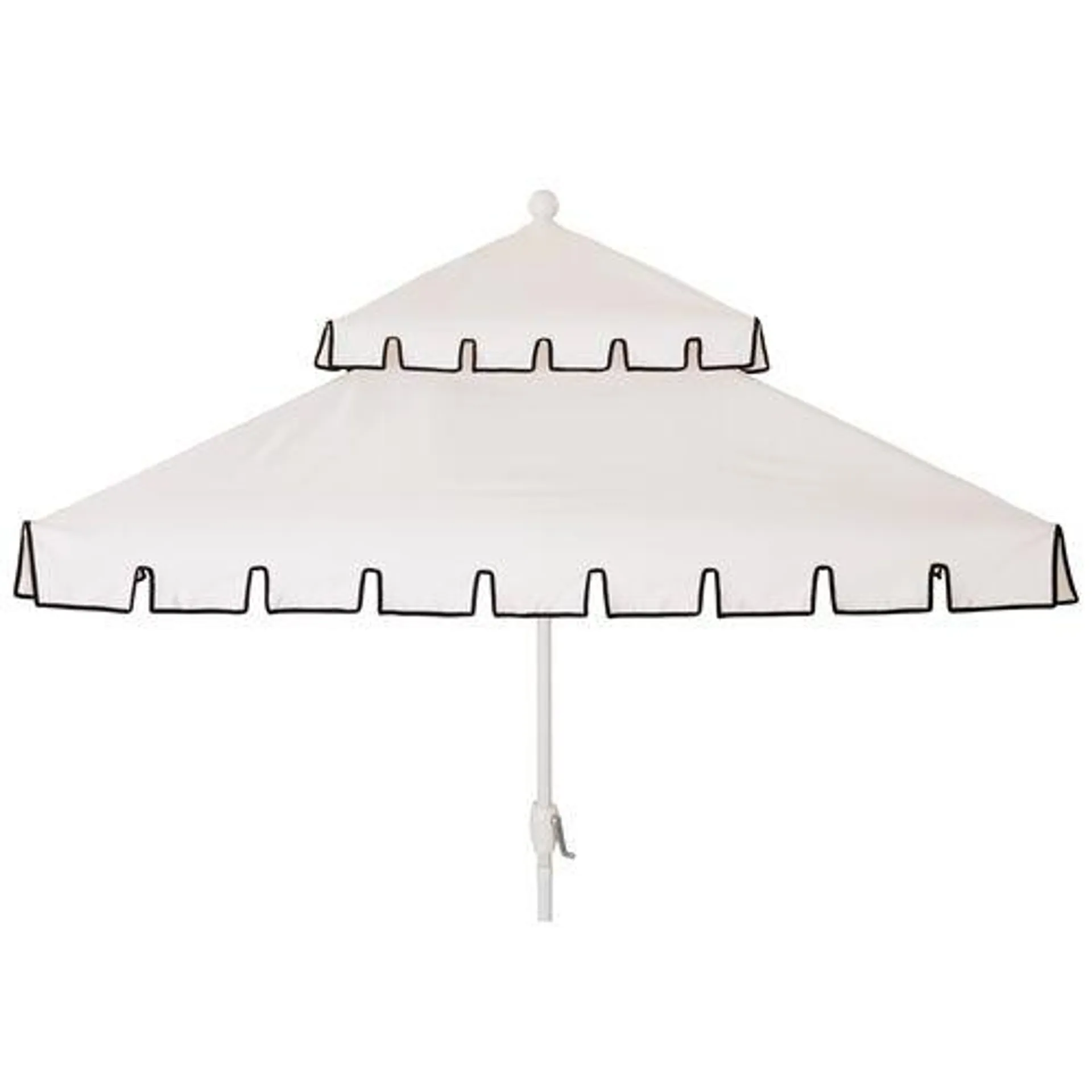 Liz Two-Tier Square Patio Umbrella, White/Black