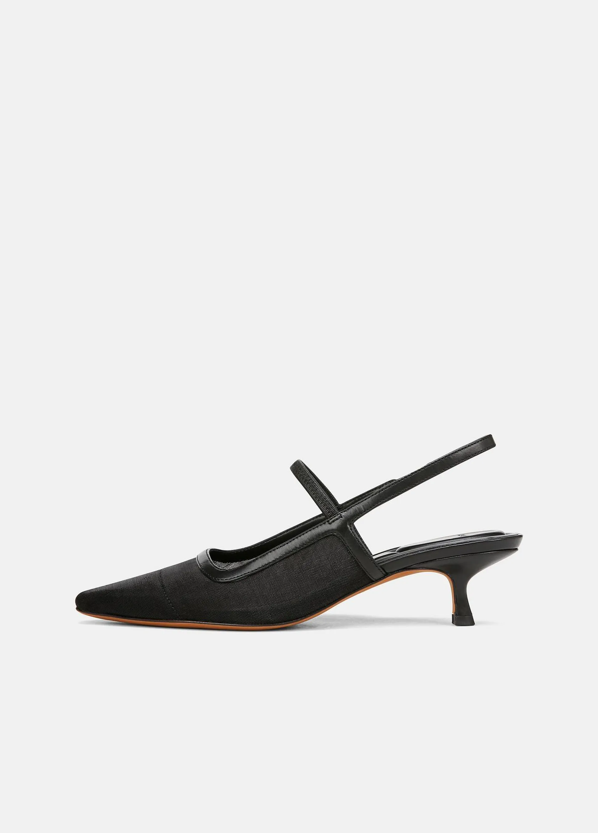 Venice Leather and Mesh Slingback Kitten Heel