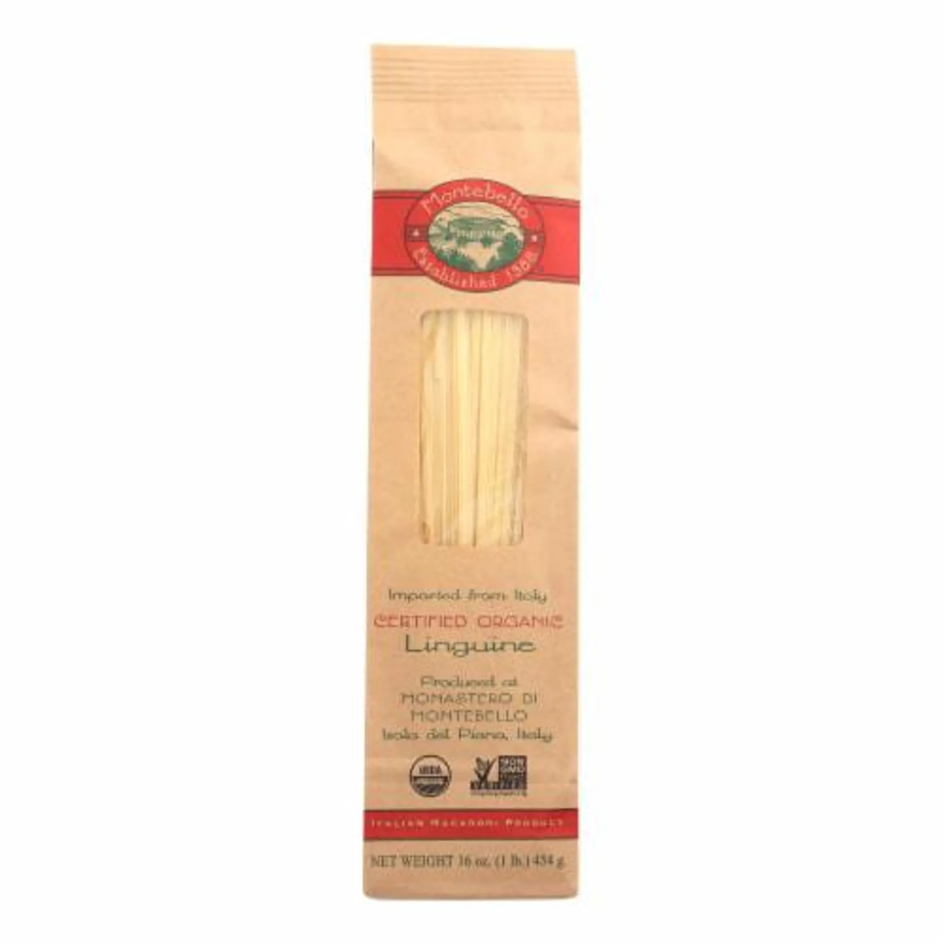 Montebello Organic Pasta - Linguini - Case of 12 - 1 lb.