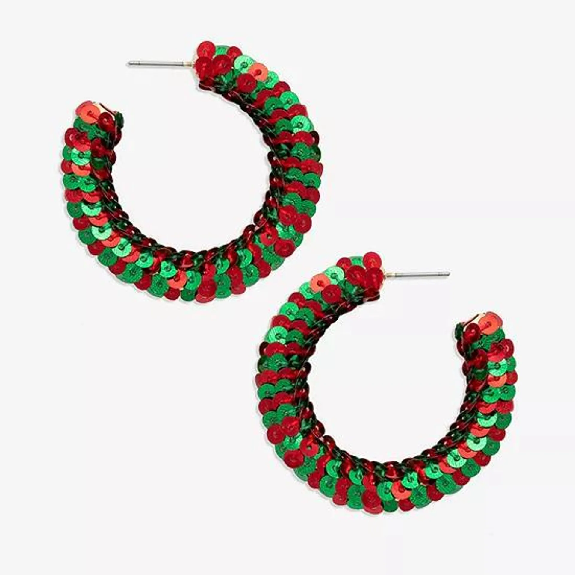 Mixit Green & White Seqin Christmas Wreath Drop Earrings