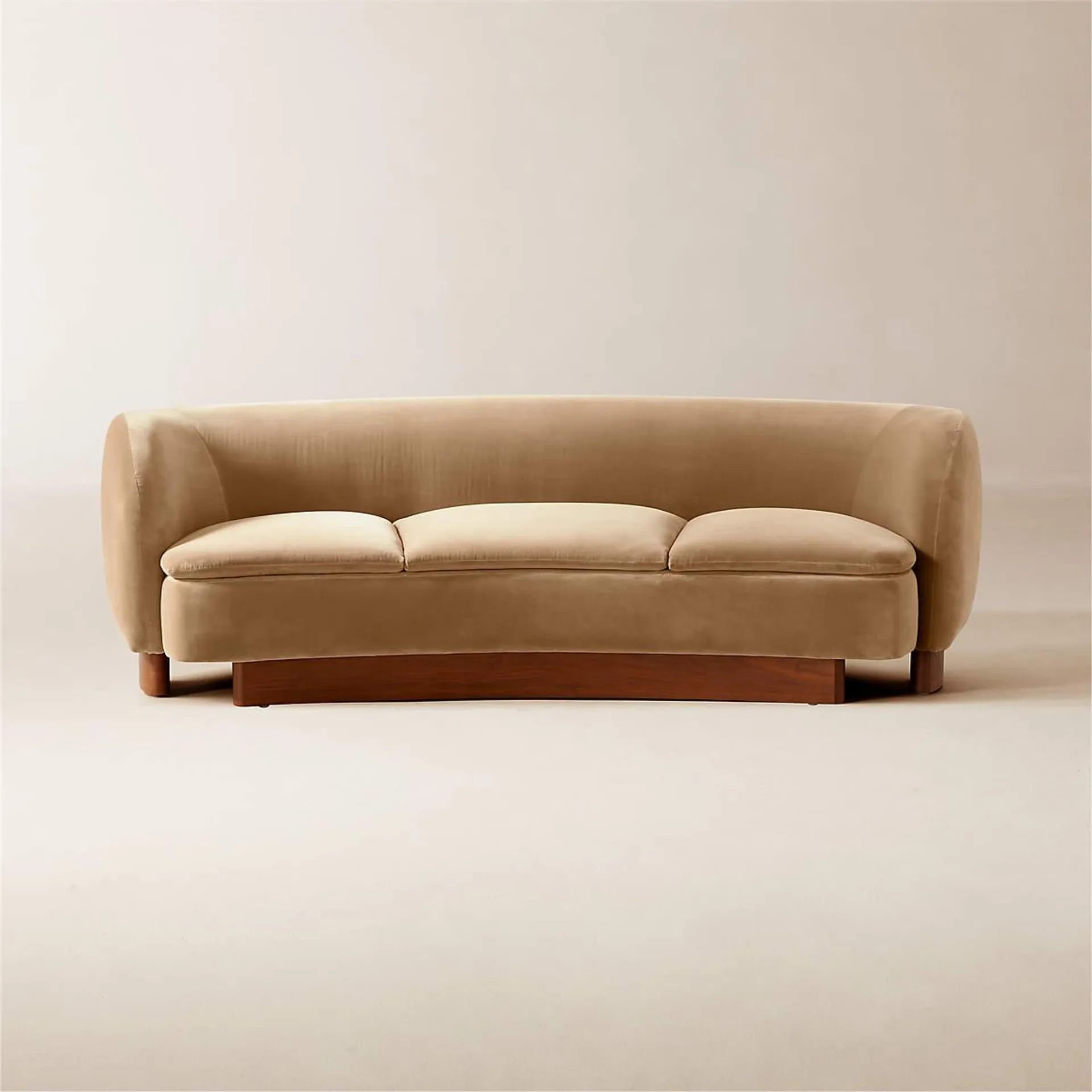 Muir 90" Camel Velvet Curved Sofa by Lawson-Fenning