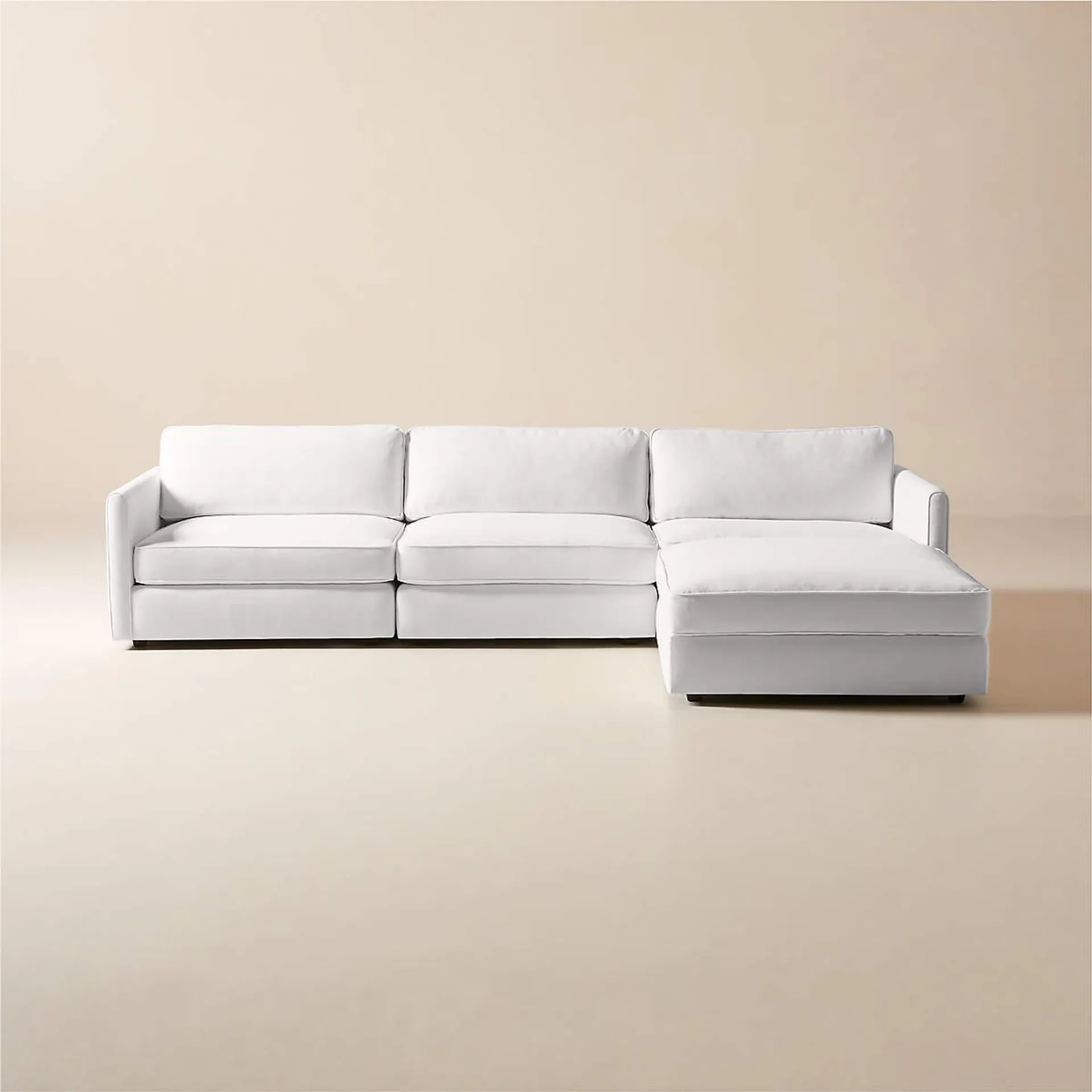 Malea 4-Piece L-Shaped White Performance Fabric Sectional Sofa with Ottoman