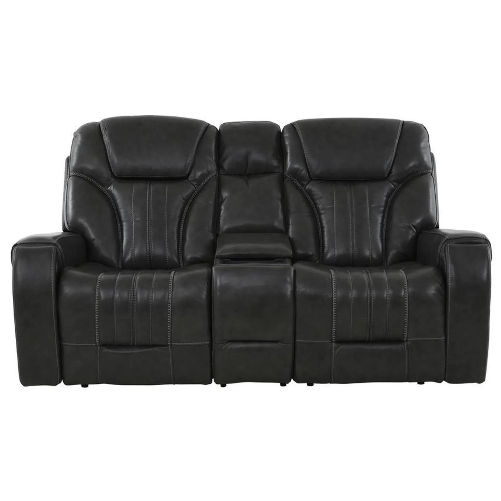 Bruce Power Reclining Leather Sofa w/Console